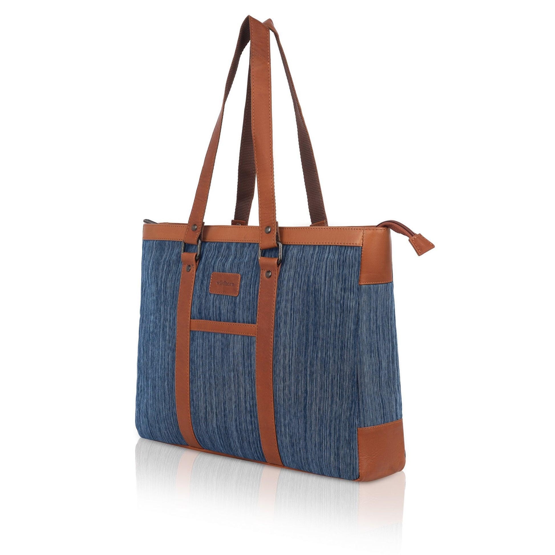 CAROLINA Canvas Laptop Tote Bag for Women I 15.6 inch Canvas Shoulder Bag - WILDHORN