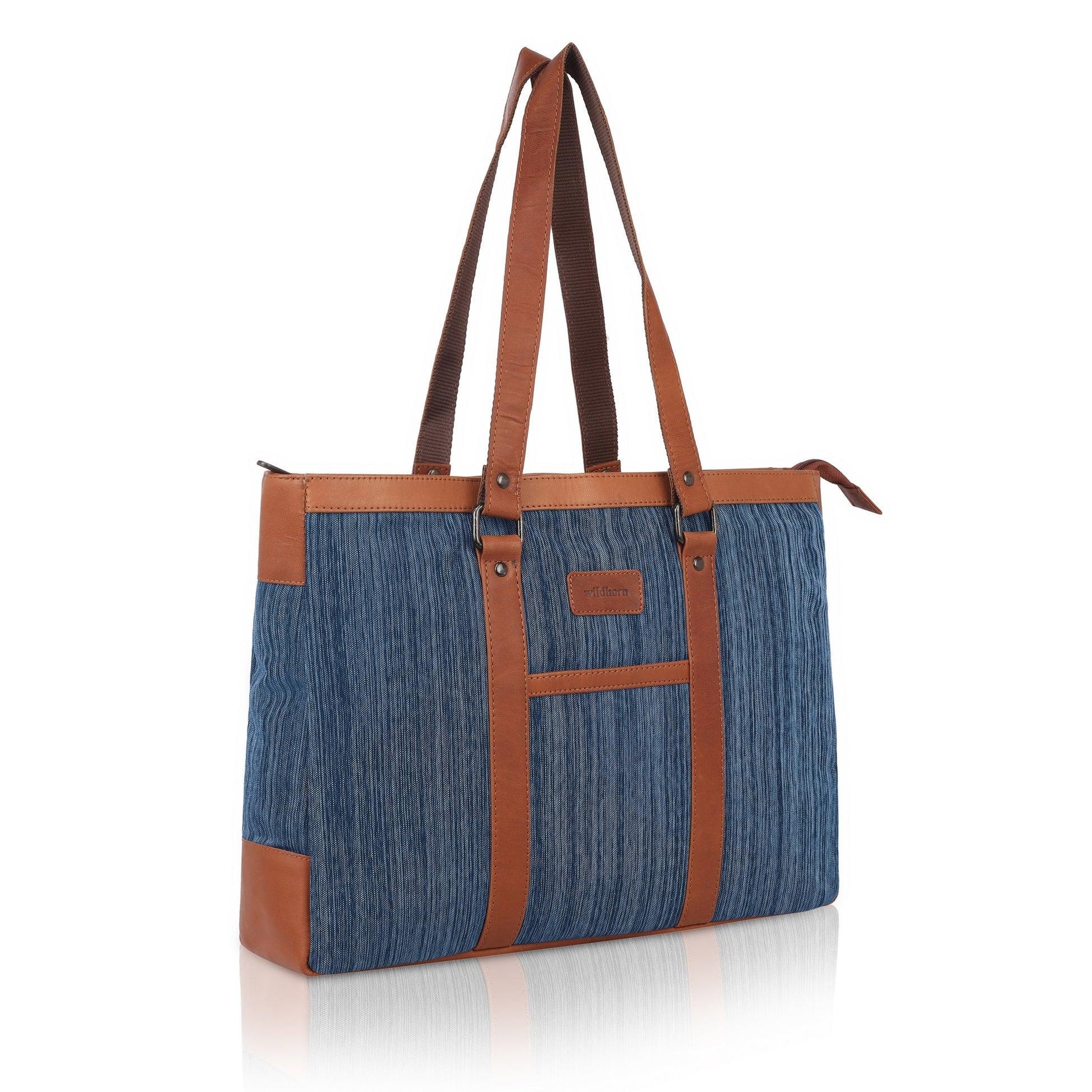 CAROLINA Canvas Laptop Tote Bag for Women I 15.6 inch Canvas Shoulder Bag - WILDHORN