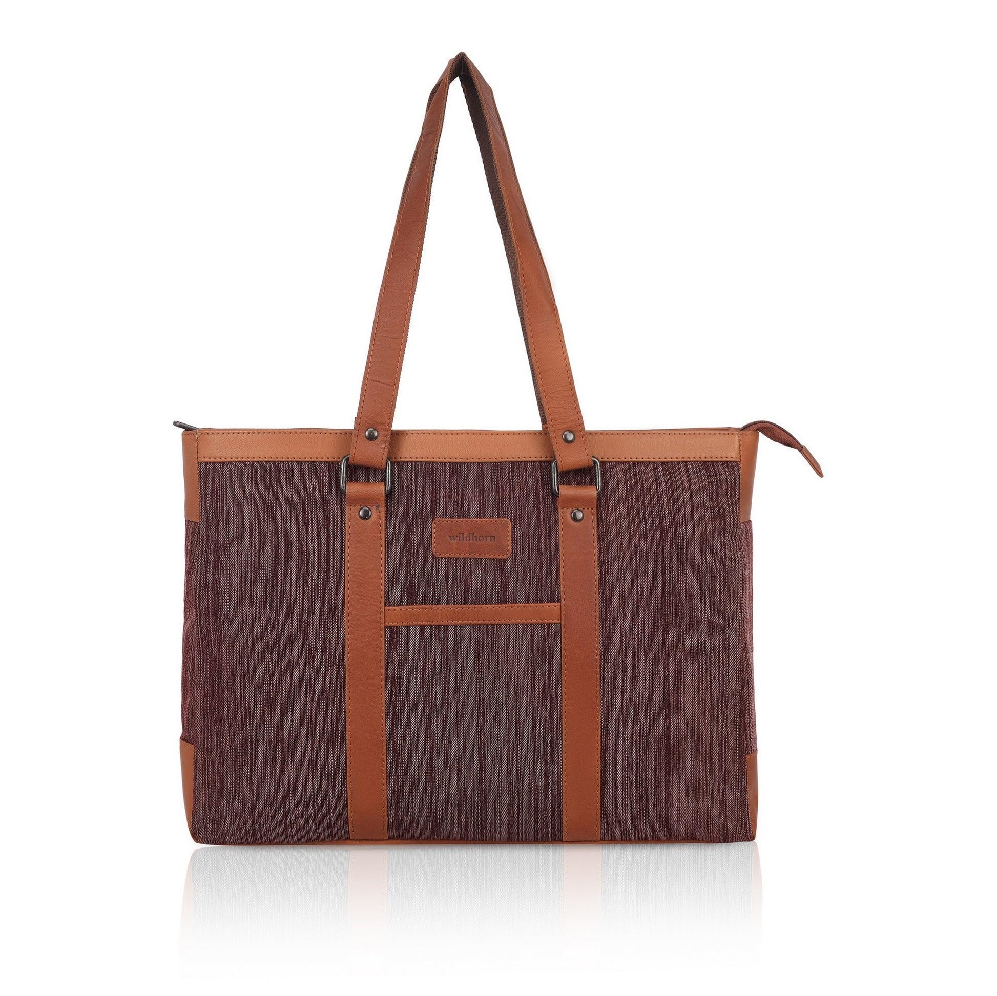 CAROLINA Canvas Laptop Tote Bag for Women I 15.6 inch Canvas Shoulder Bag - WILDHORN