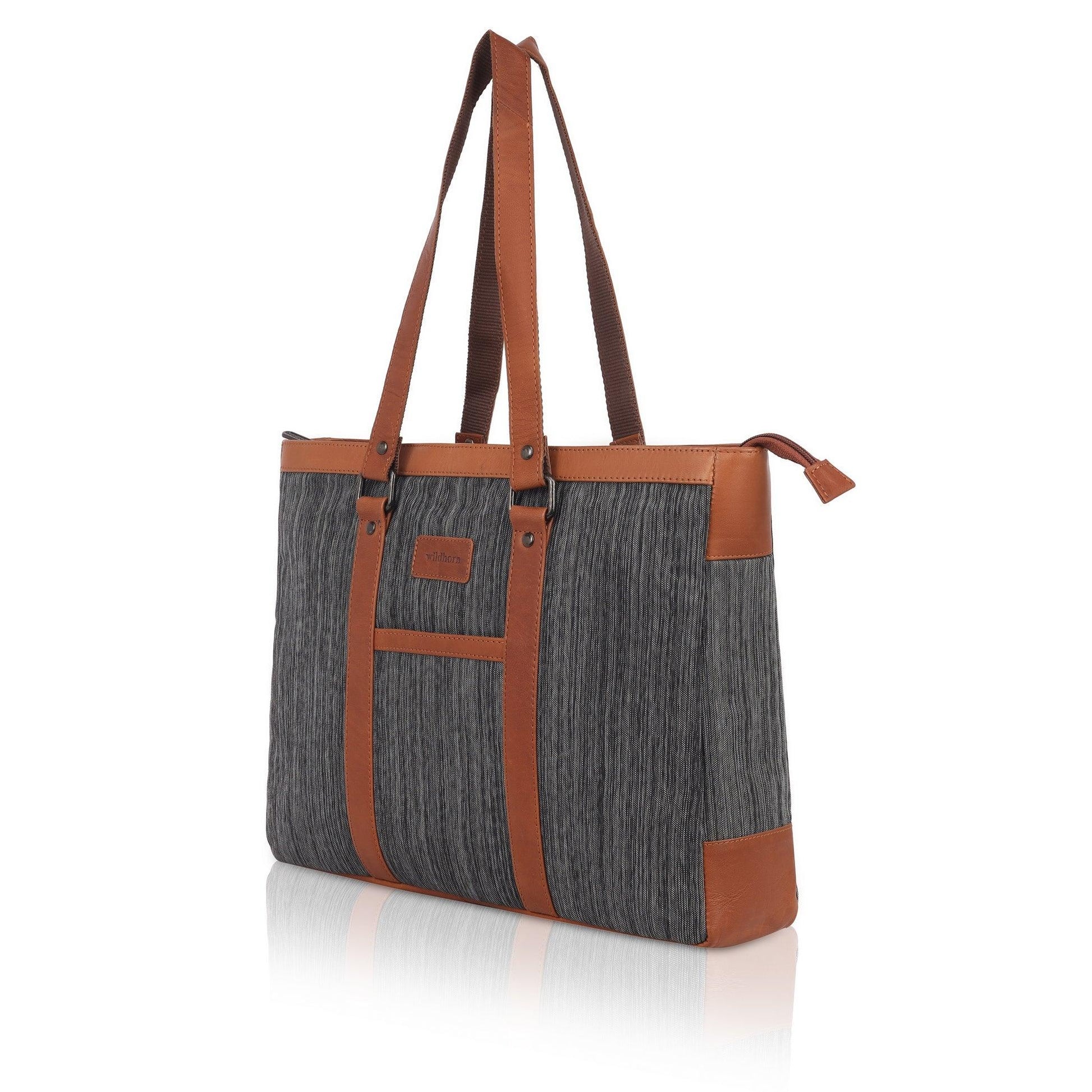 CAROLINA Canvas Laptop Tote Bag for Women I 15.6 inch Canvas Shoulder Bag - WILDHORN