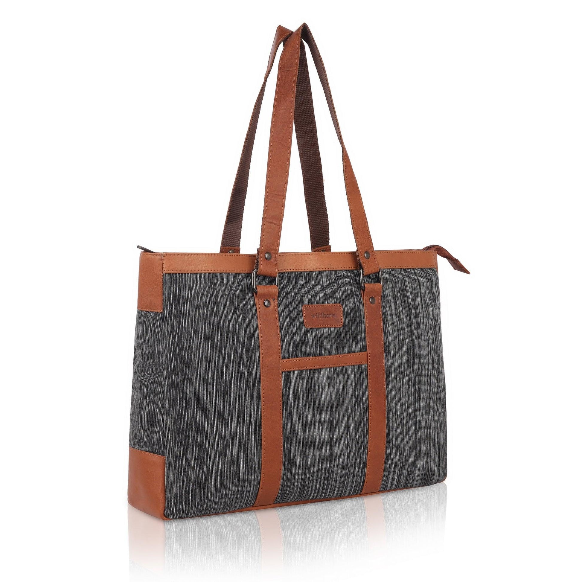 CAROLINA Canvas Laptop Tote Bag for Women I 15.6 inch Canvas Shoulder Bag - WILDHORN