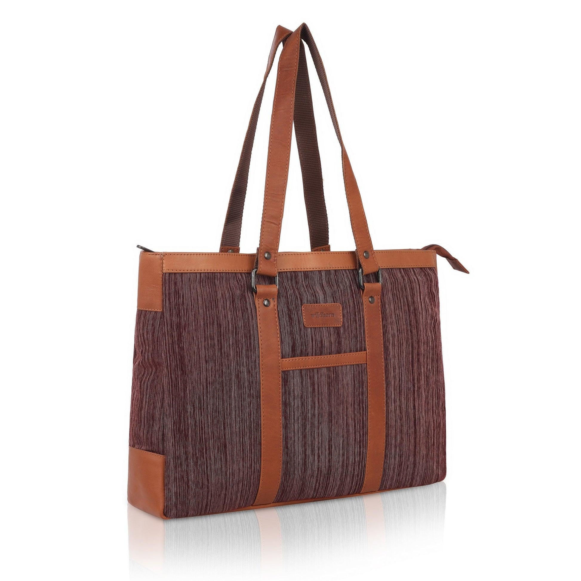 CAROLINA Canvas Laptop Tote Bag for Women I 15.6 inch Canvas Shoulder Bag - WILDHORN