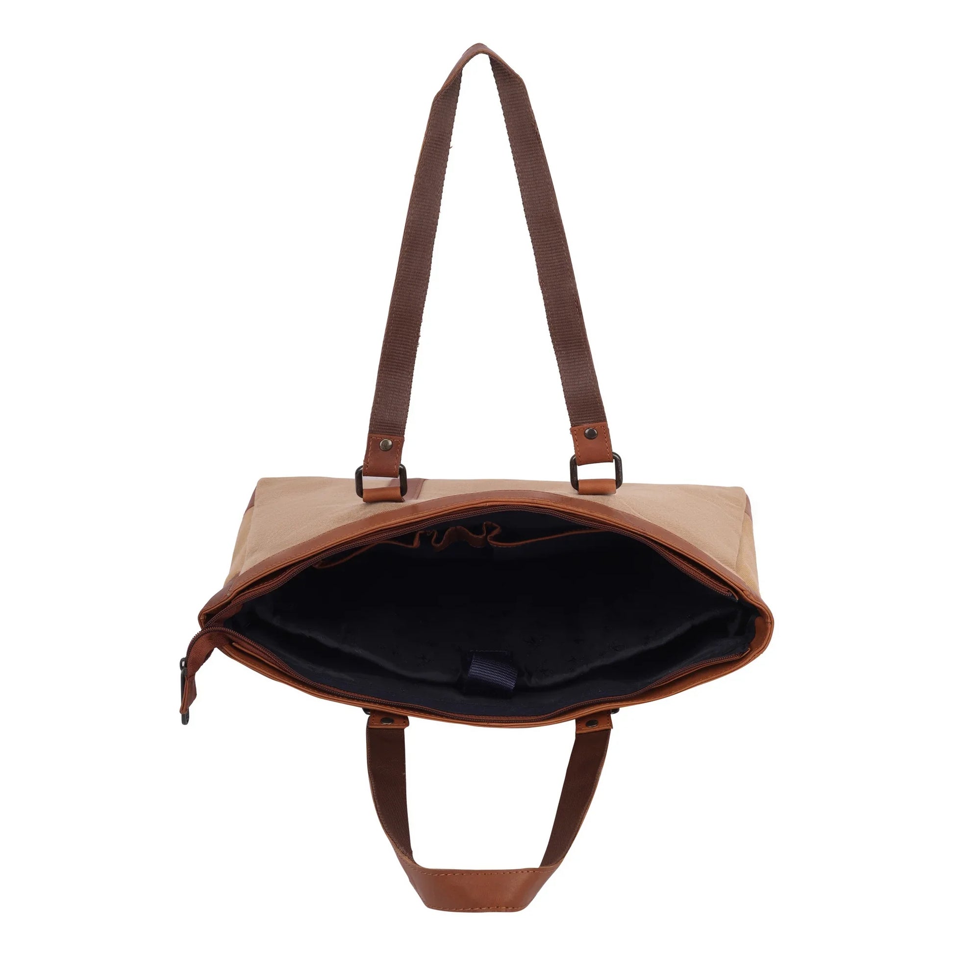 CAROLINA Solid Canvas Laptop Tote Bag for Women I 15.6 inch Canvas Shoulder Bag - WILDHORN
