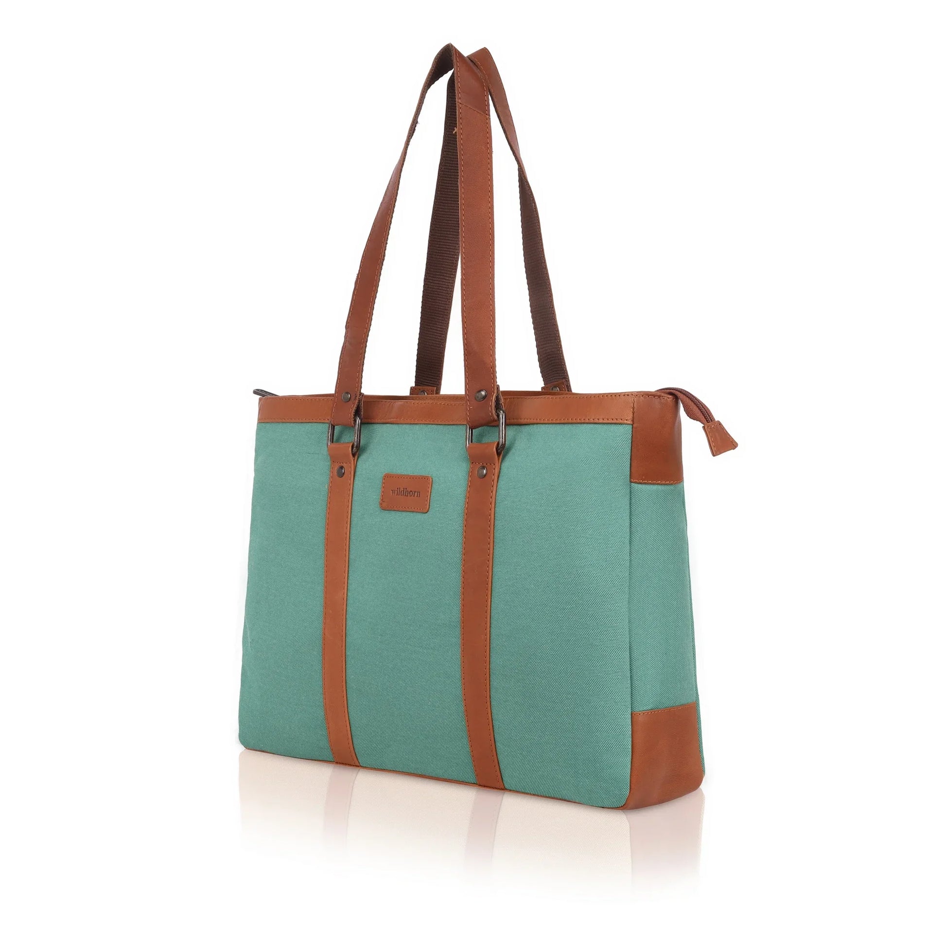 CAROLINA Solid Canvas Laptop Tote Bag for Women I 15.6 inch Canvas Shoulder Bag - WILDHORN