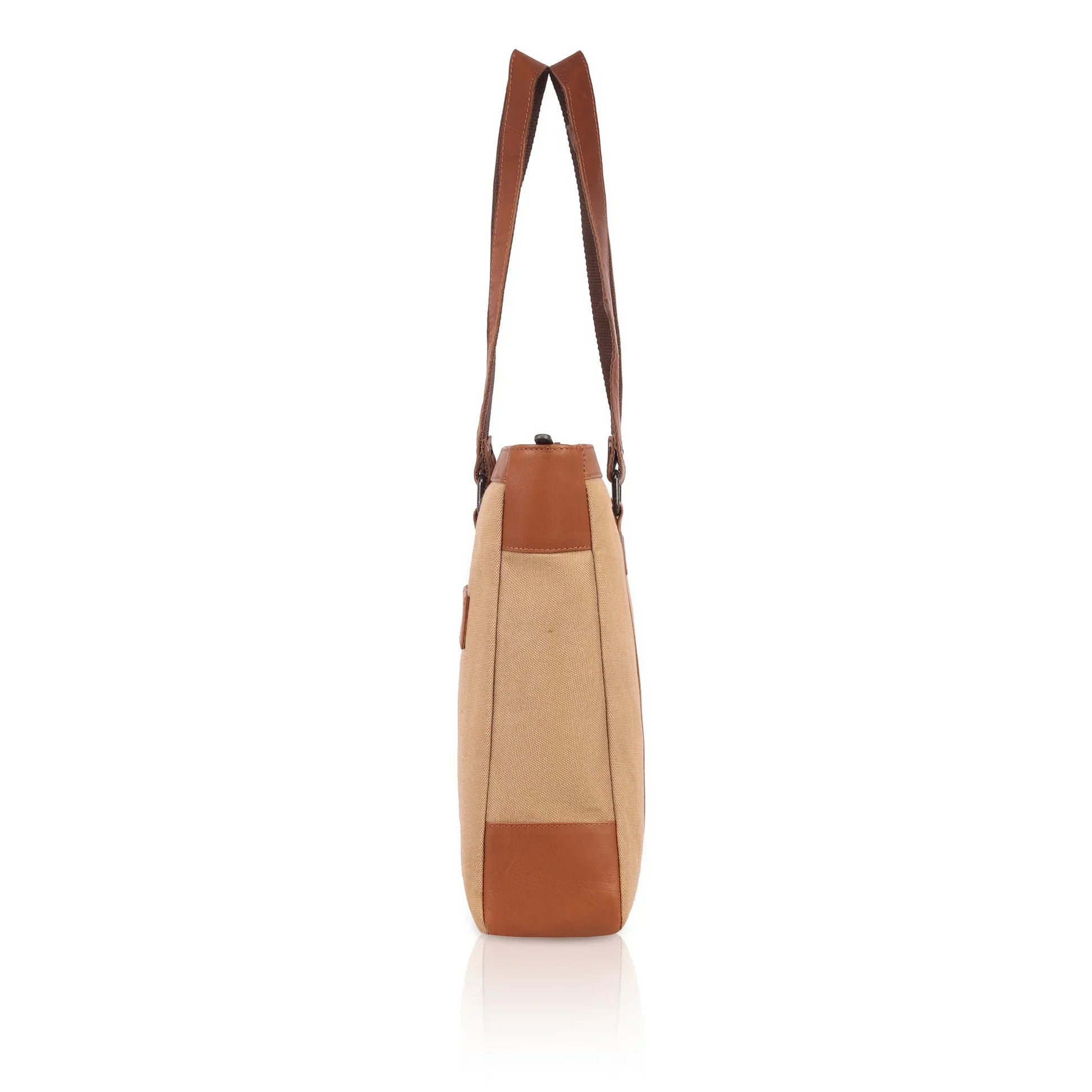 CAROLINA Solid Canvas Laptop Tote Bag for Women I 15.6 inch Canvas Shoulder Bag - WILDHORN