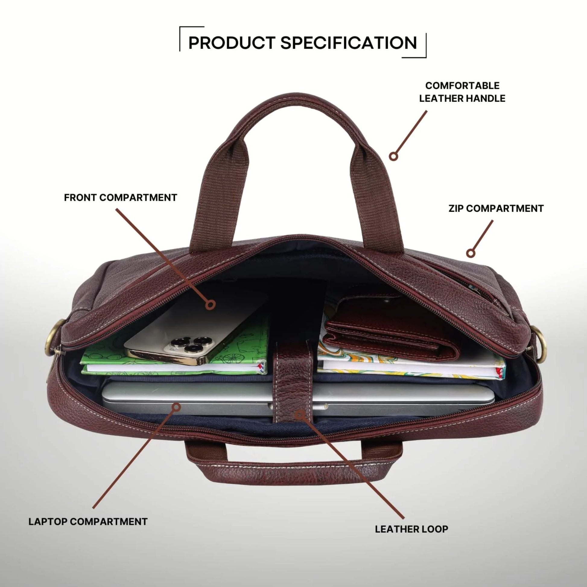 CHESTER Leather Laptop Messenger Bag for Men - WILDHORN