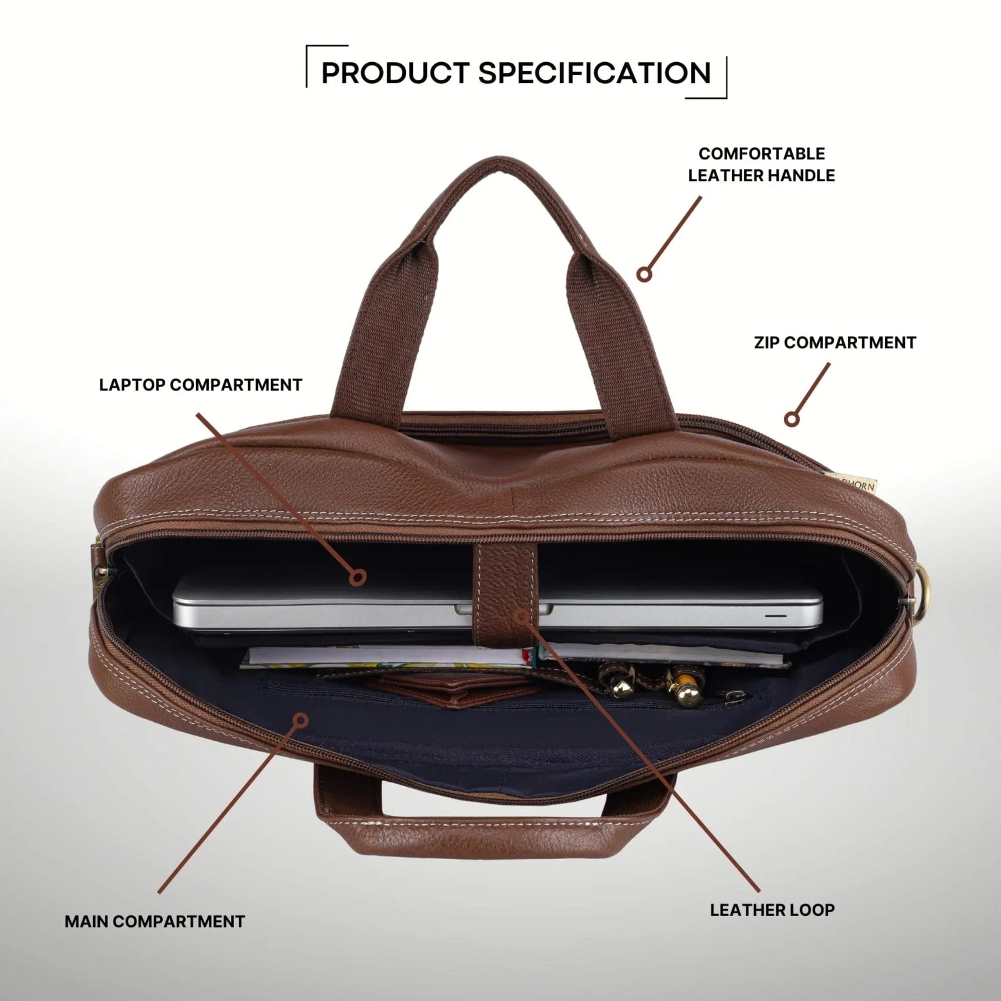 CHESTER Leather Laptop Messenger Bag for Men - WILDHORN