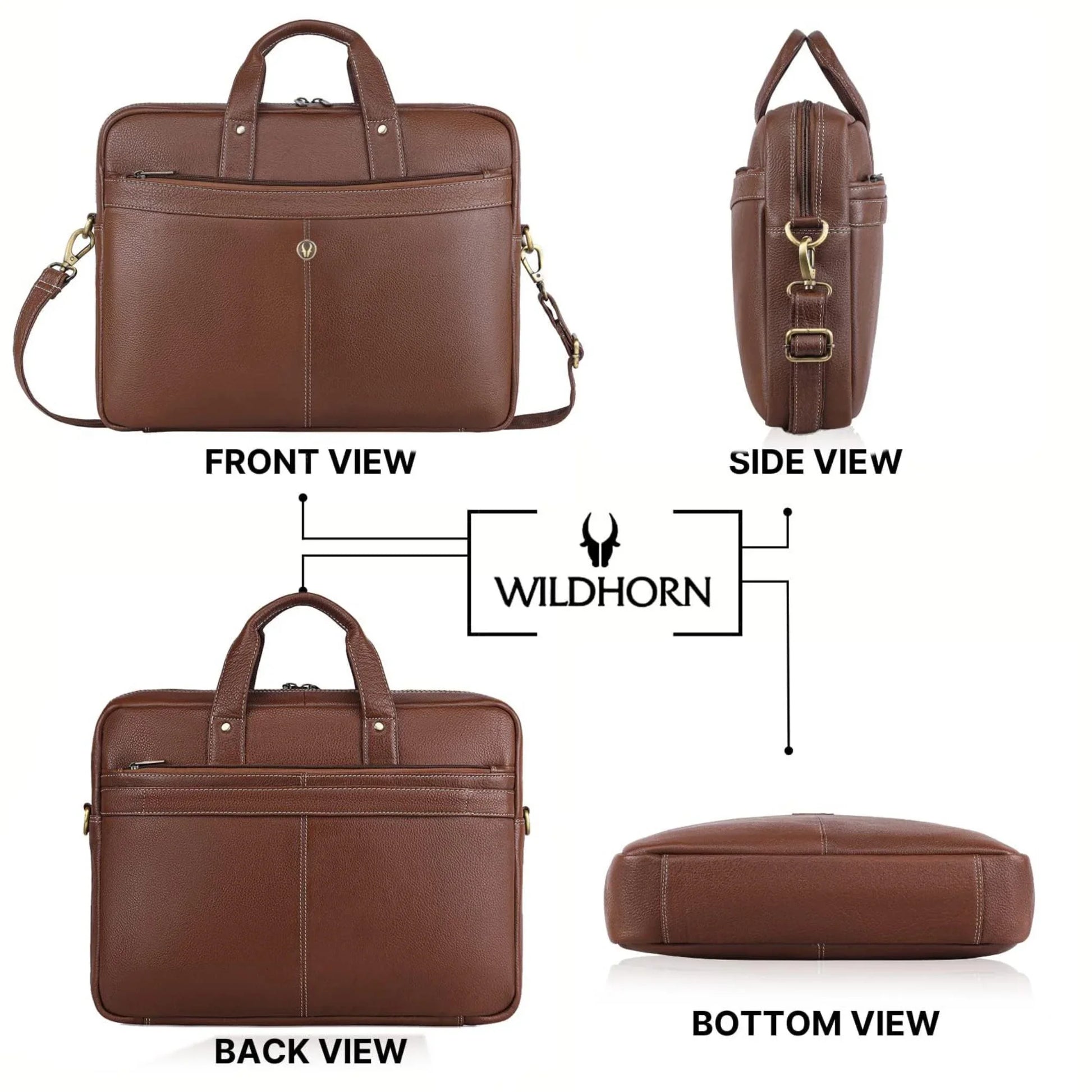 CHESTER Leather Laptop Messenger Bag for Men - WILDHORN