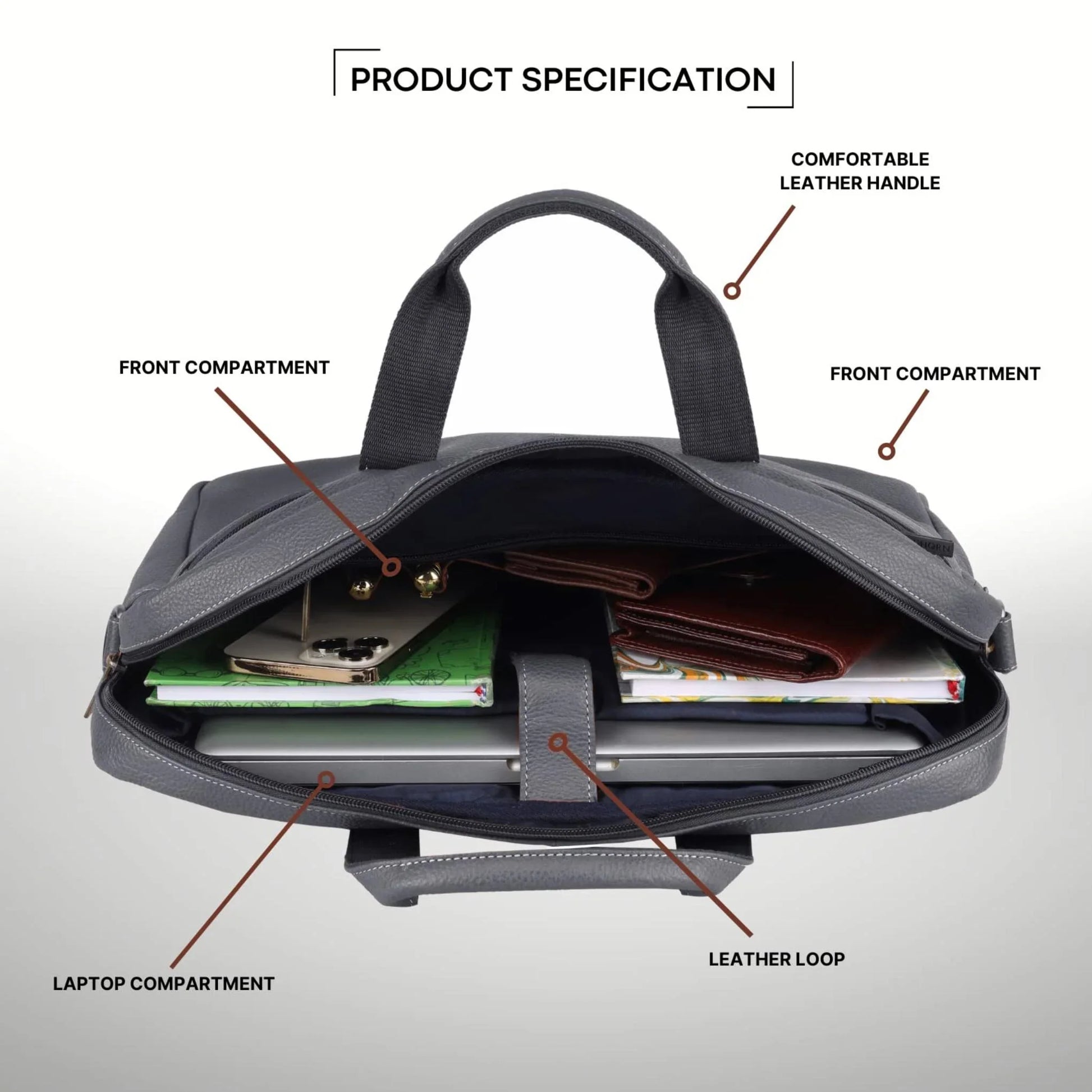 CHESTER Leather Laptop Messenger Bag for Men - WILDHORN