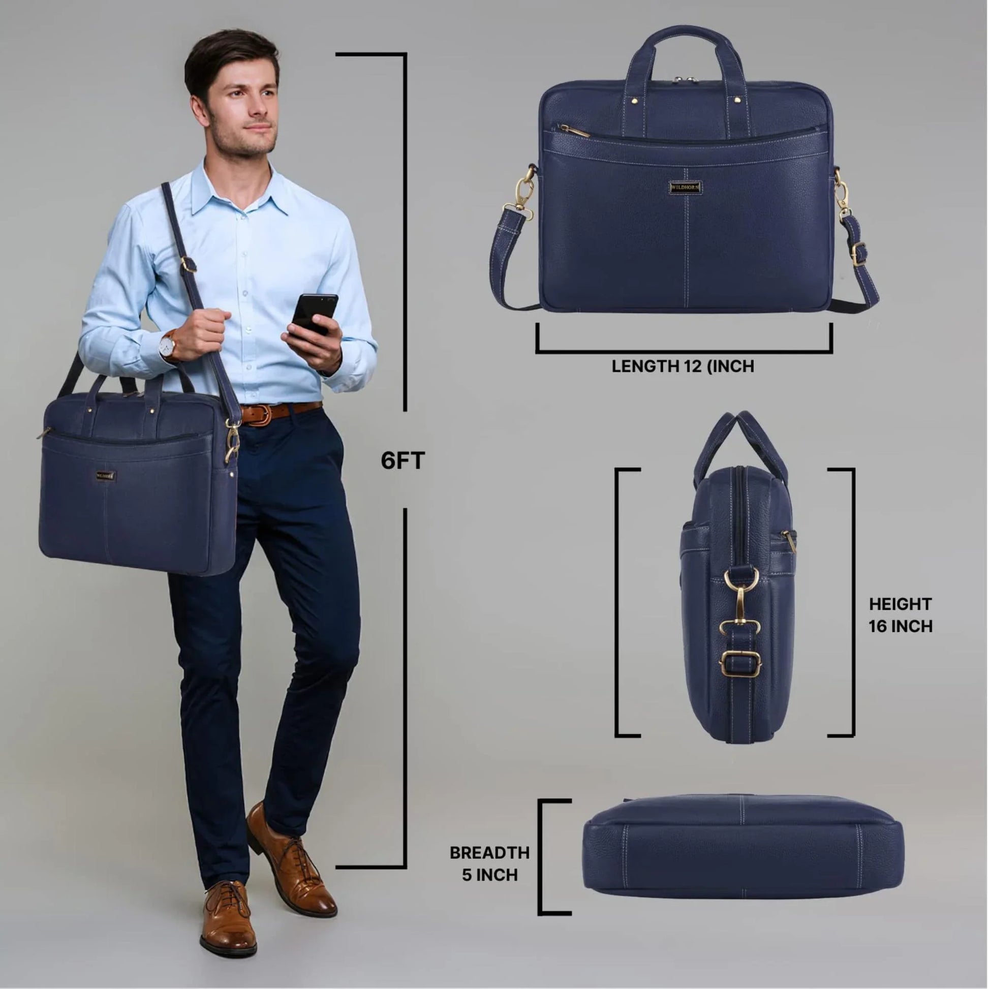 CHESTER Leather Laptop Messenger Bag for Men - WILDHORN