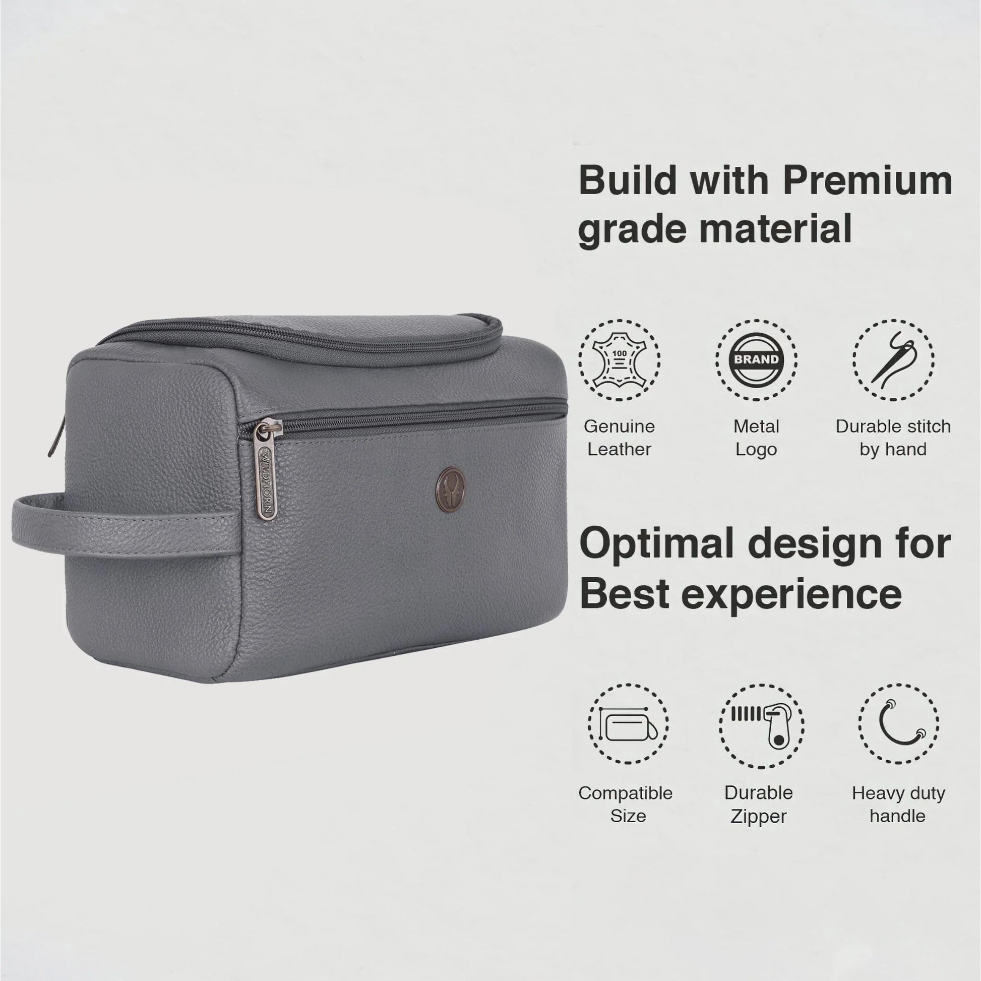 DELTA Leather Toiletry Bag For Men & Women - WILDHORN