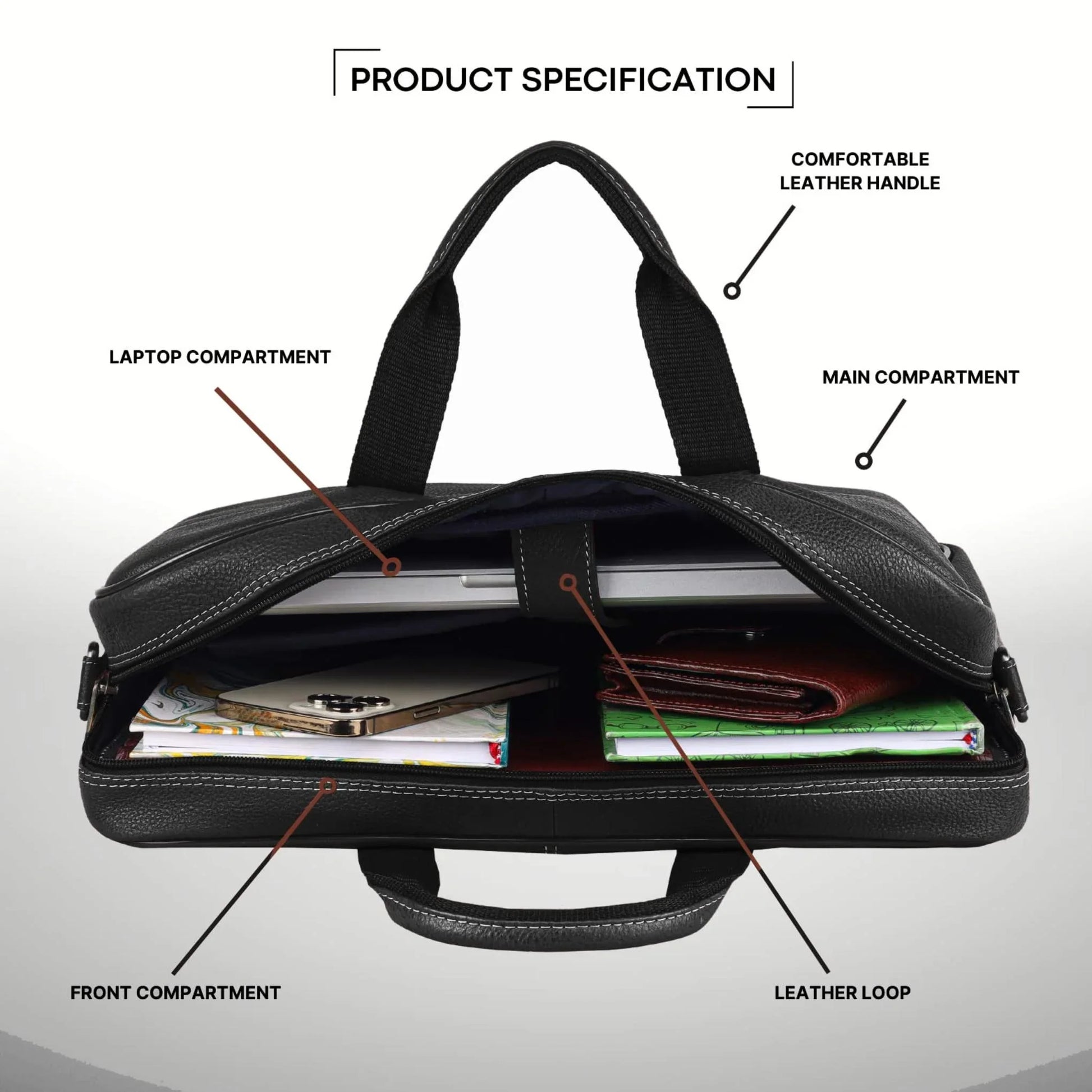 DORCHESTER Leather Laptop Messenger Bag for Men - WILDHORN