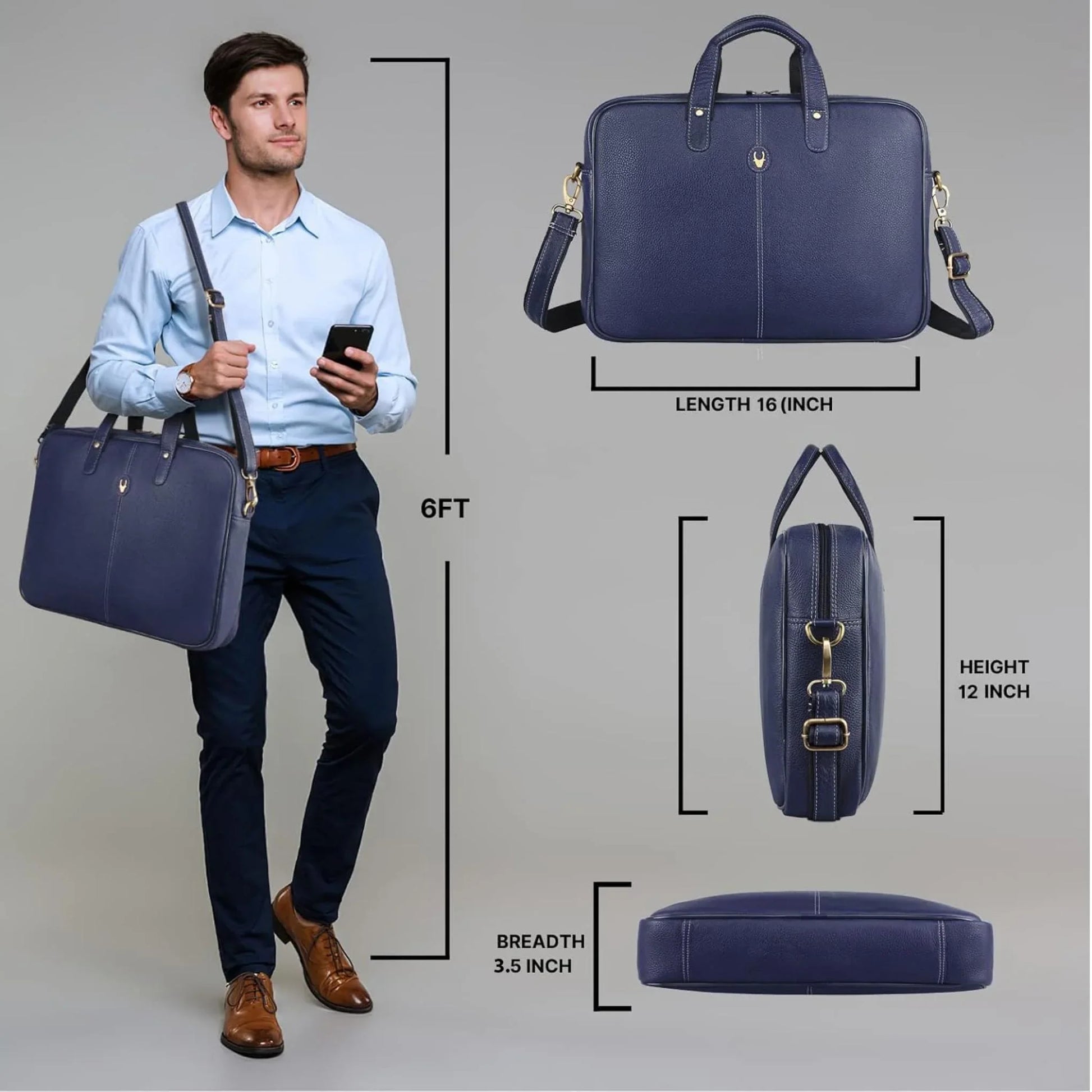 DORCHESTER Leather Laptop Messenger Bag for Men - WILDHORN