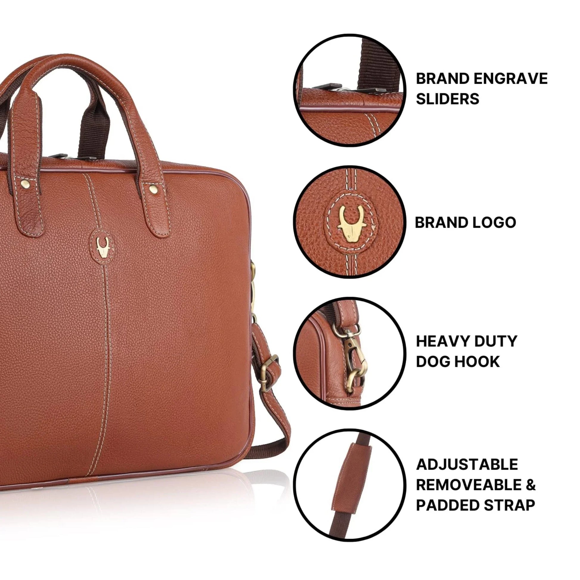 DORCHESTER Leather Laptop Messenger Bag for Men - WILDHORN