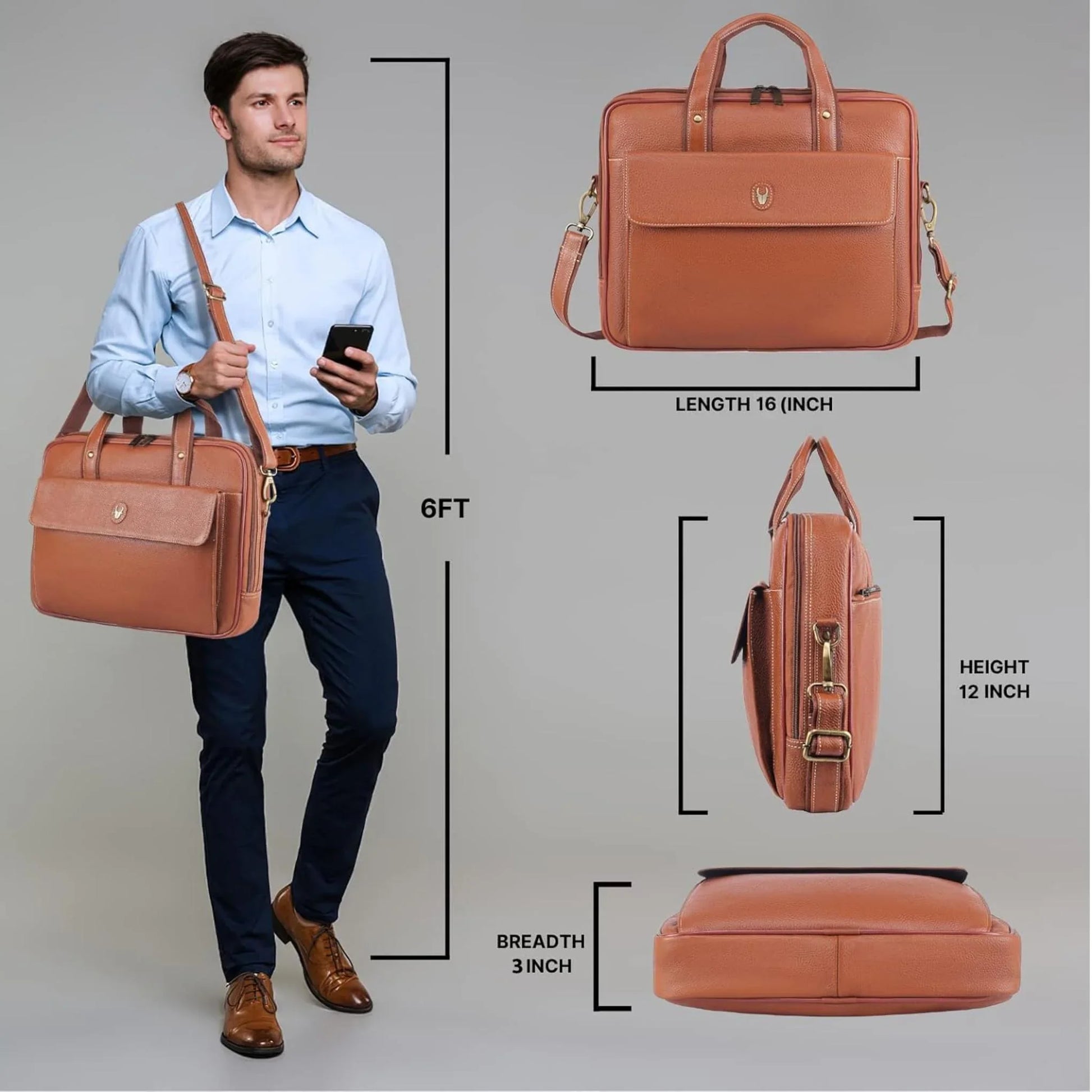 DUCORIUM Leather Laptop Messenger Bag for Men - WILDHORN