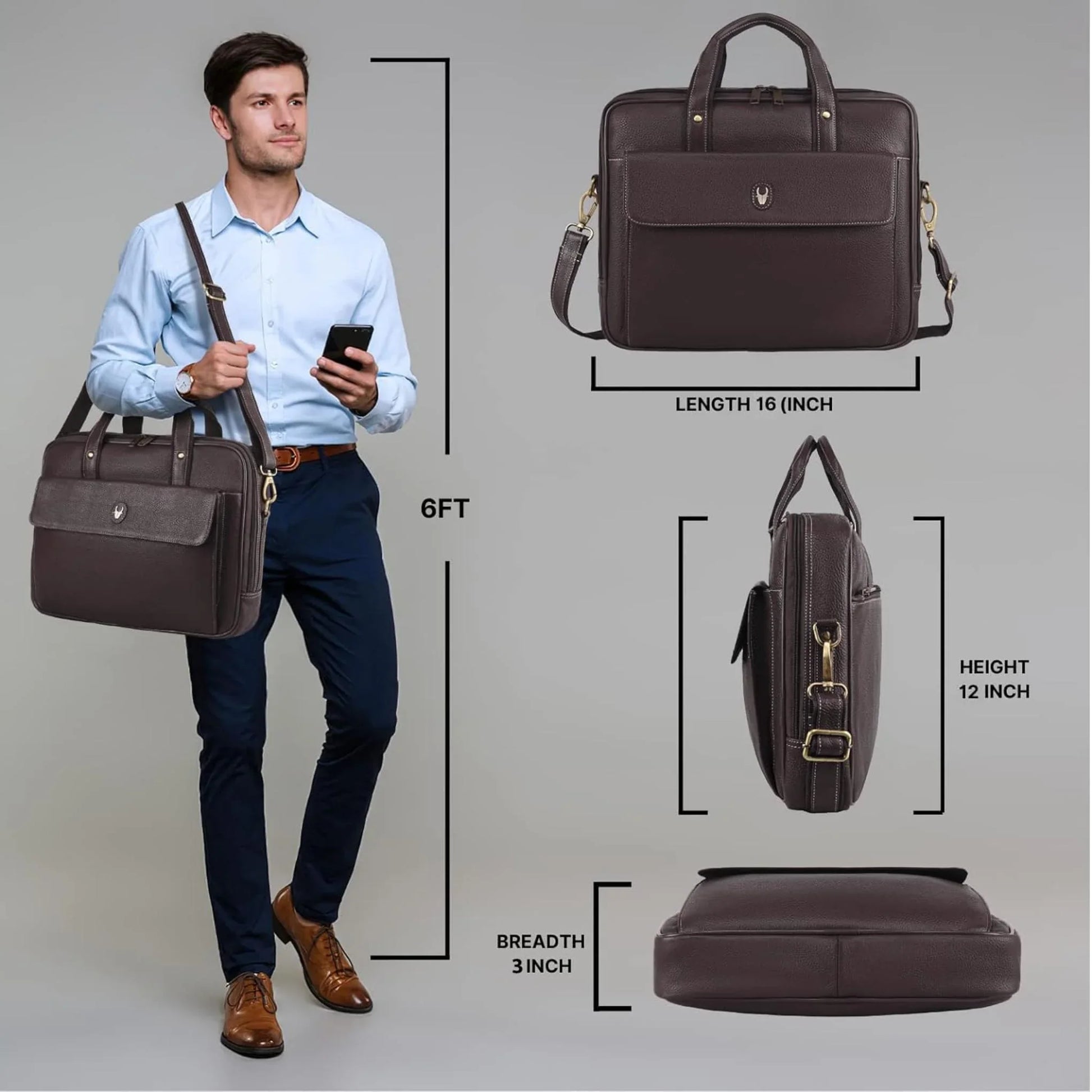DUCORIUM Leather Laptop Messenger Bag for Men - WILDHORN