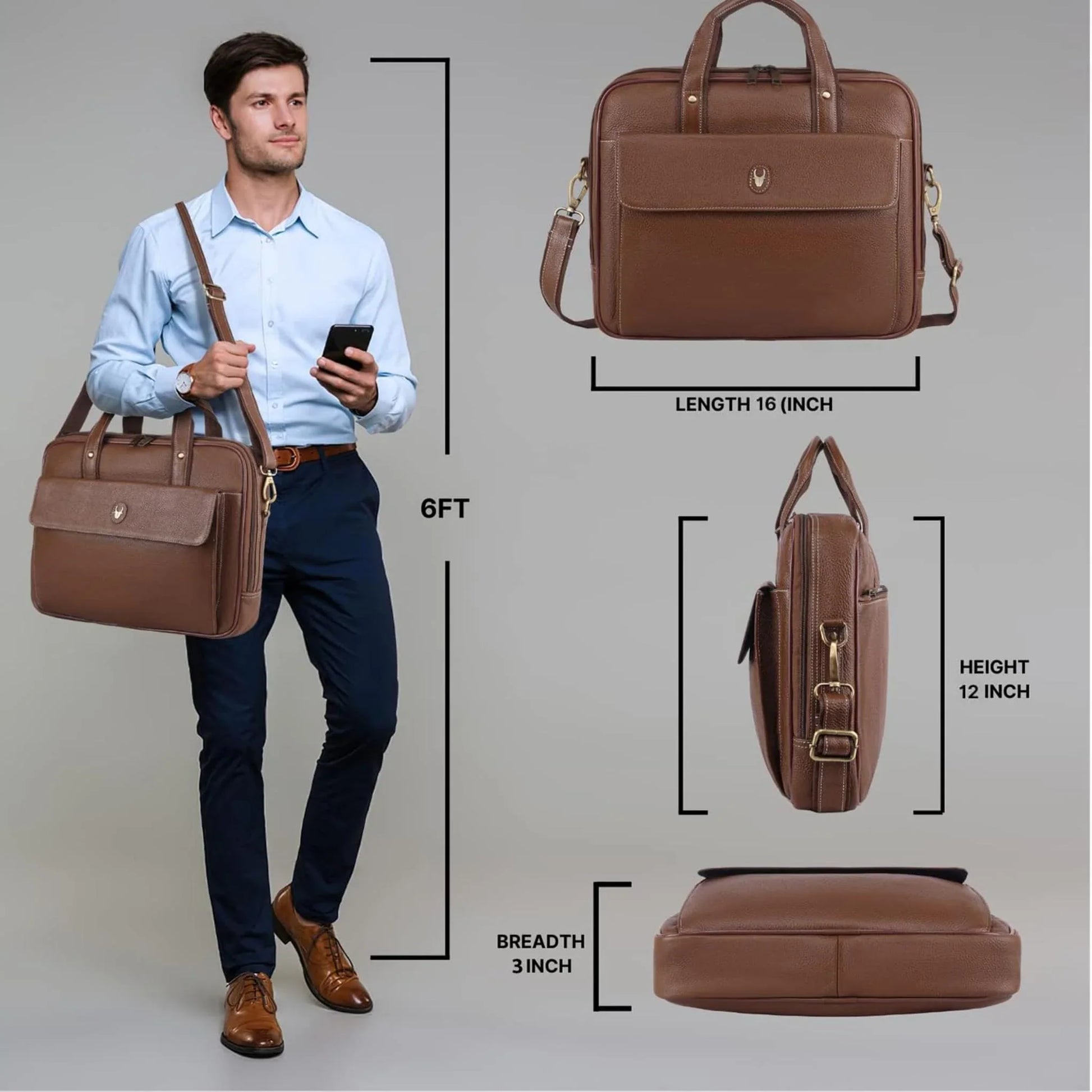 DUCORIUM Leather Laptop Messenger Bag for Men - WILDHORN