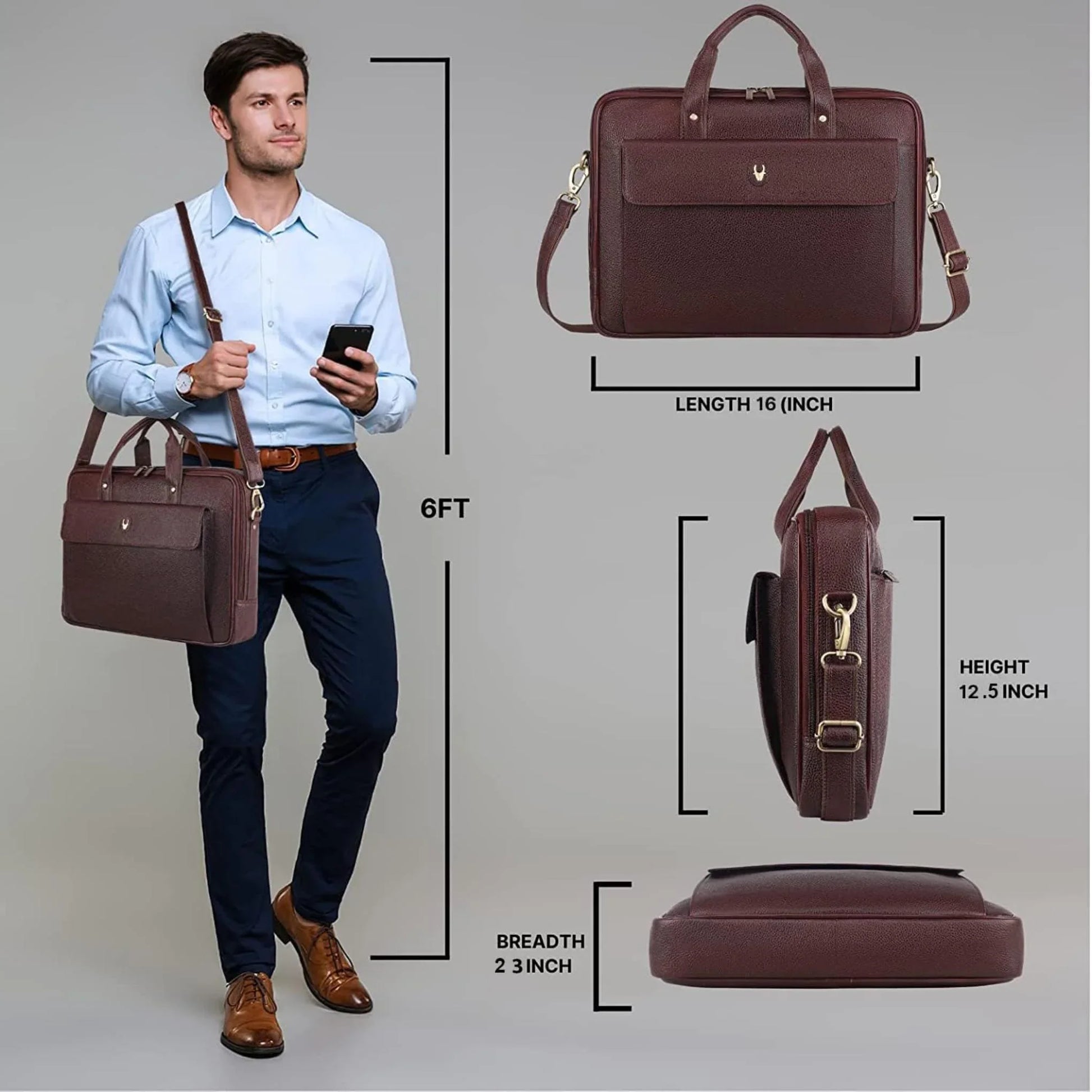 DUCORIUM Leather Laptop Messenger Bag for Men - WILDHORN