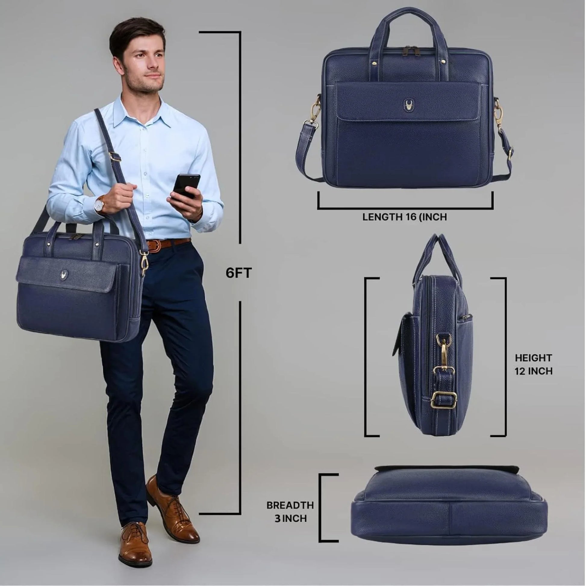 DUCORIUM Leather Laptop Messenger Bag for Men - WILDHORN