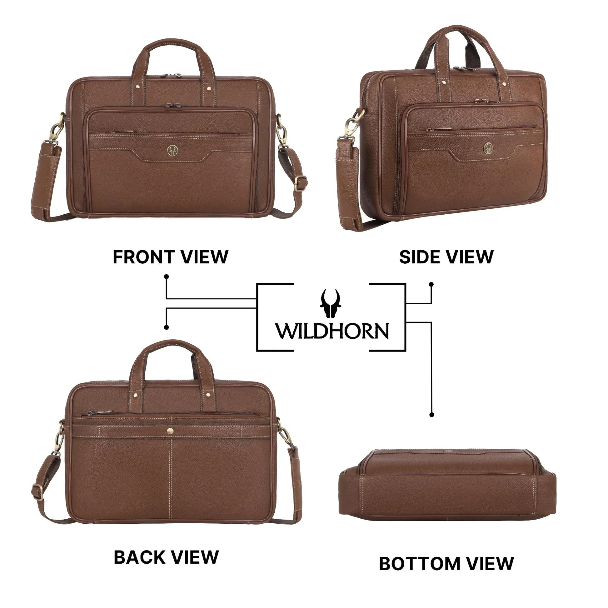 DURHAM Leather Laptop Messenger Bag for Men - WILDHORN