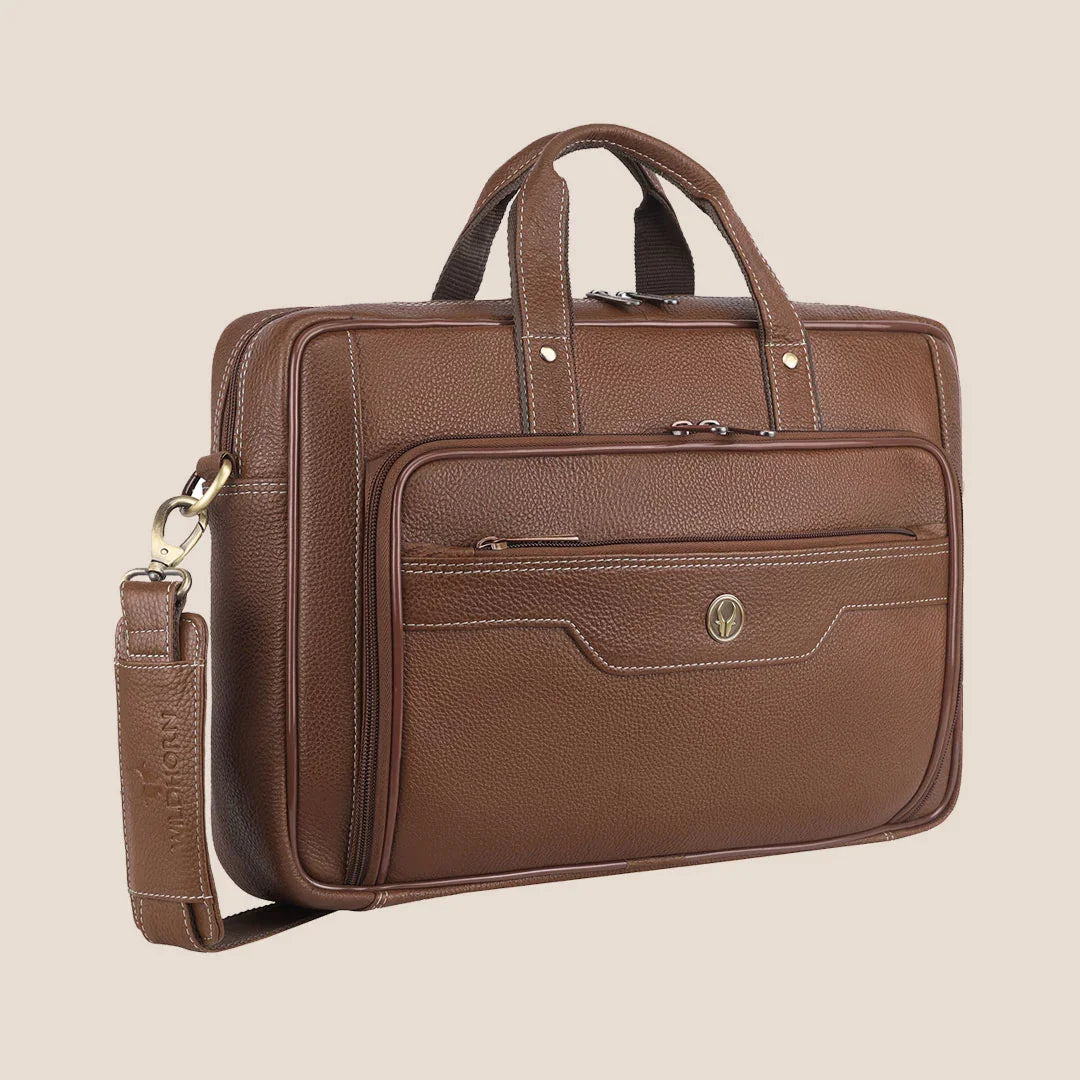 DURHAM Leather Laptop Messenger Bag for Men - WILDHORN