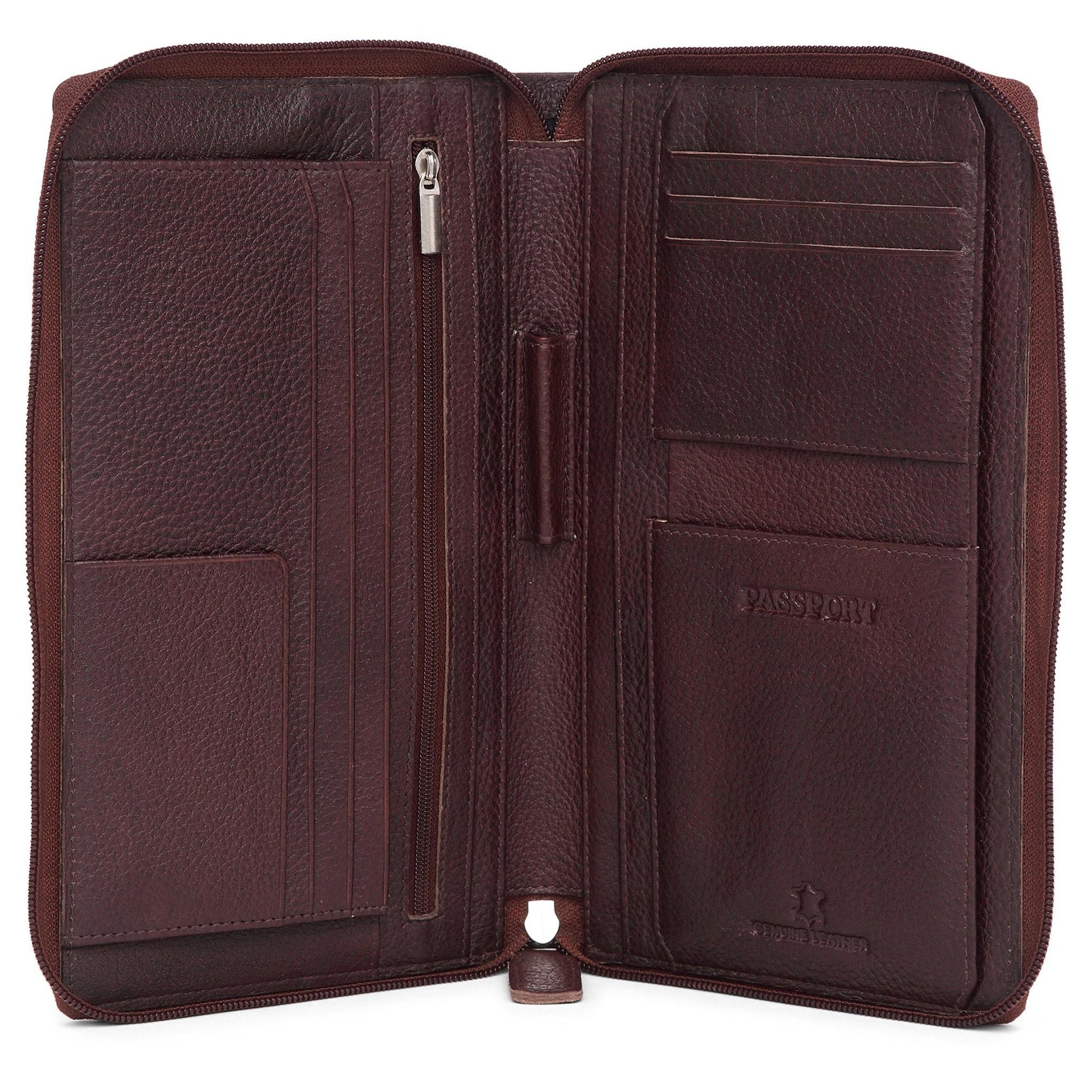 ETHAN RFID Protected Maroon Leather Passport Holder for Men & Women - WILDHORN