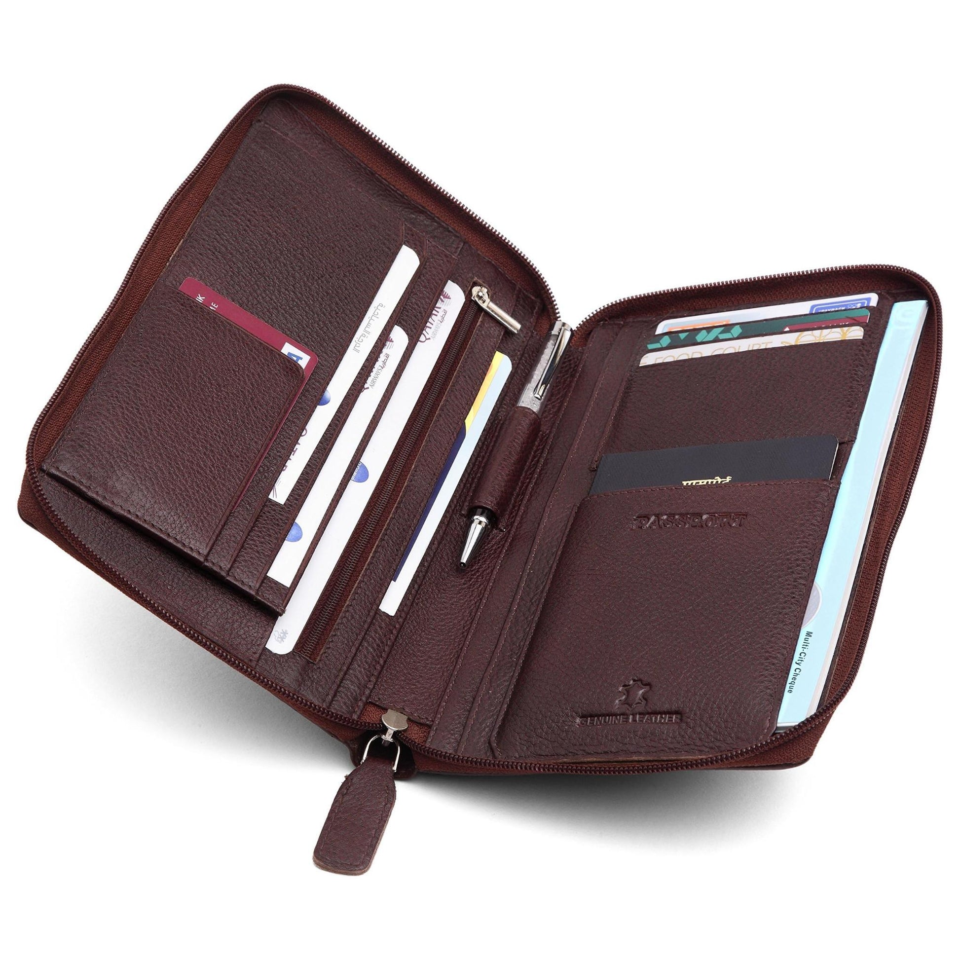 ETHAN RFID Protected Maroon Leather Passport Holder for Men & Women - WILDHORN