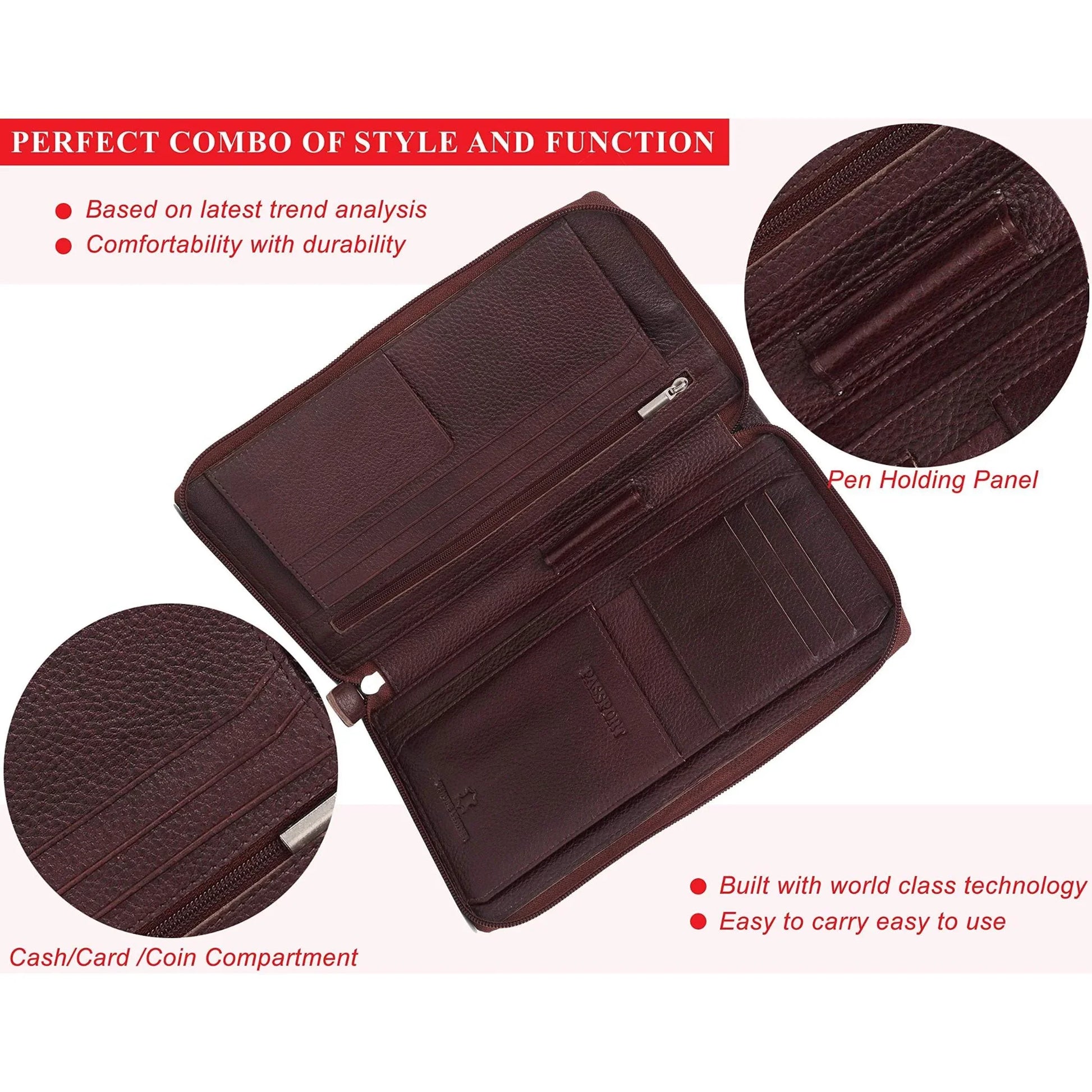 ETHAN RFID Protected Maroon Leather Passport Holder for Men & Women - WILDHORN