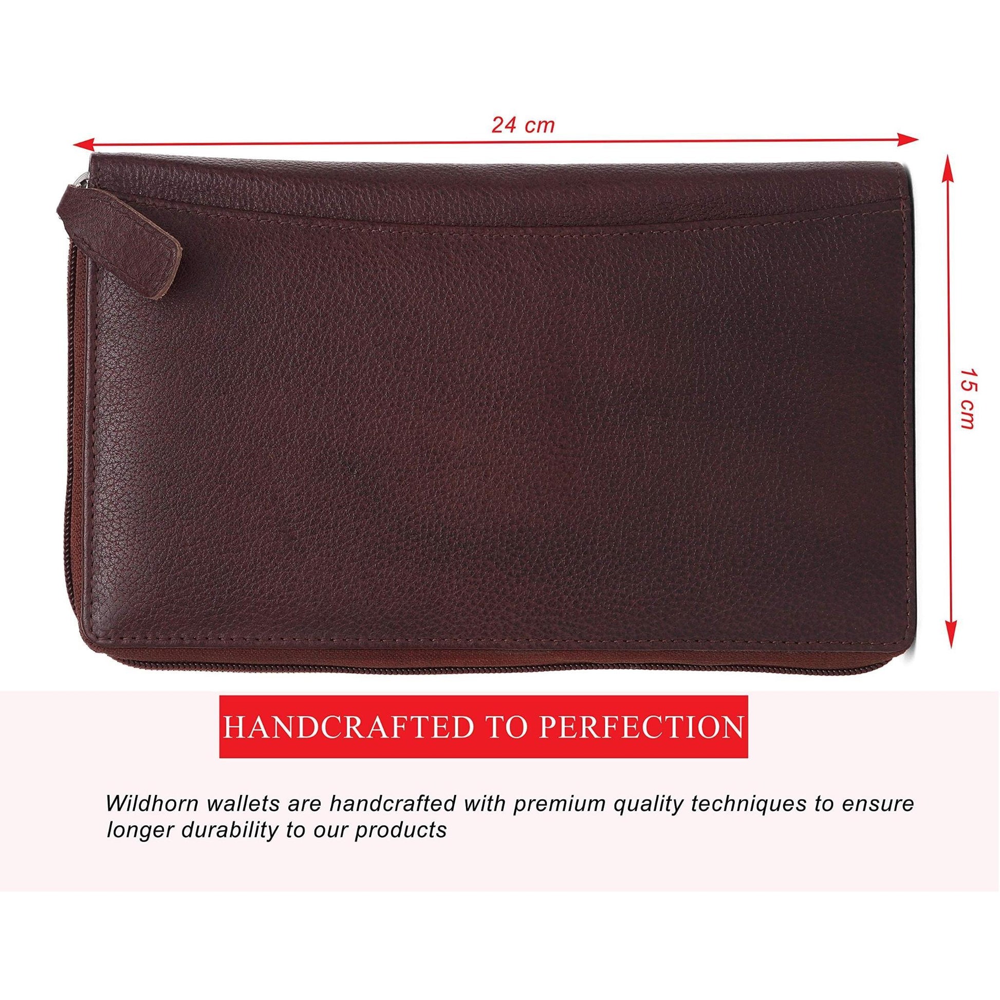 ETHAN RFID Protected Maroon Leather Passport Holder for Men & Women - WILDHORN
