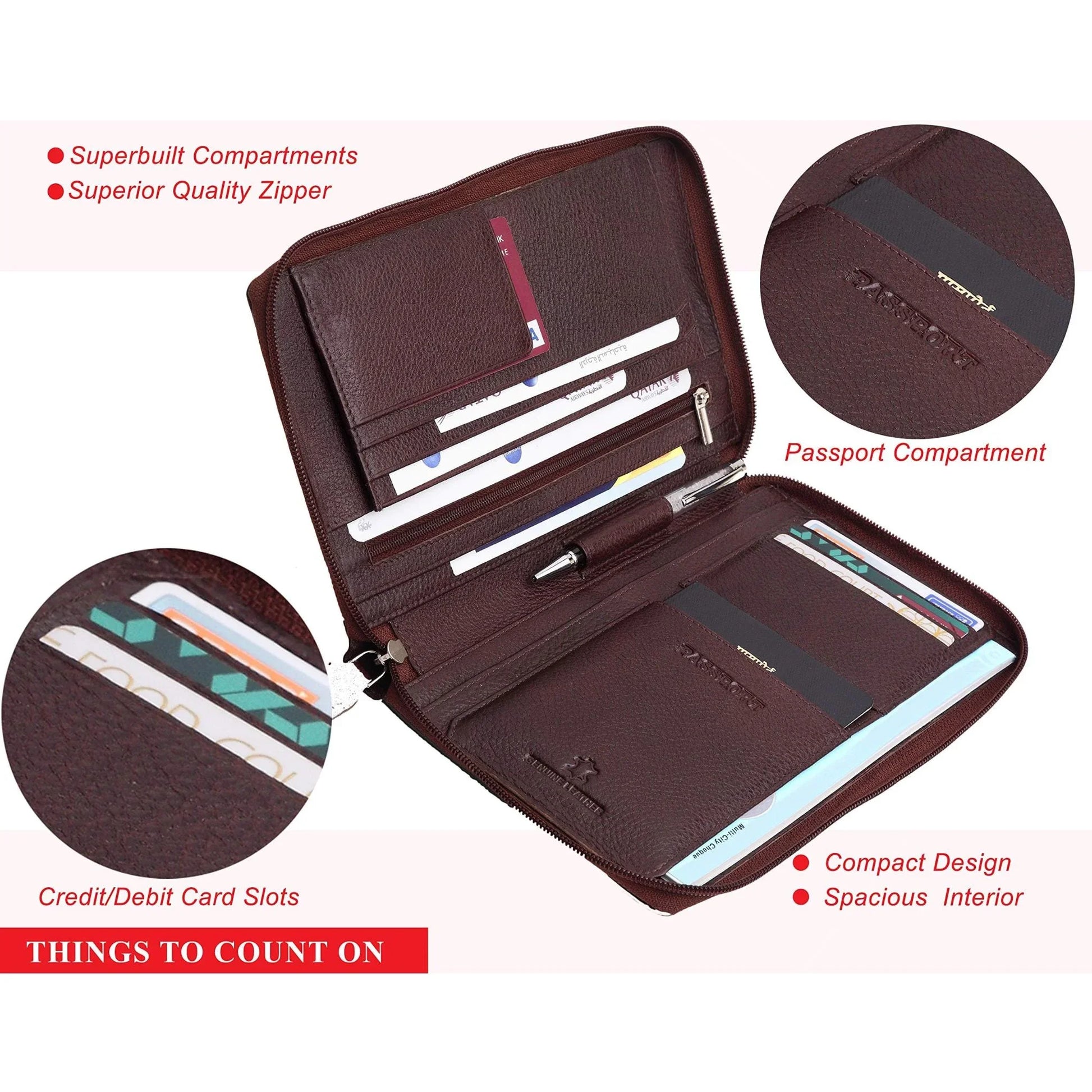 ETHAN RFID Protected Maroon Leather Passport Holder for Men & Women - WILDHORN