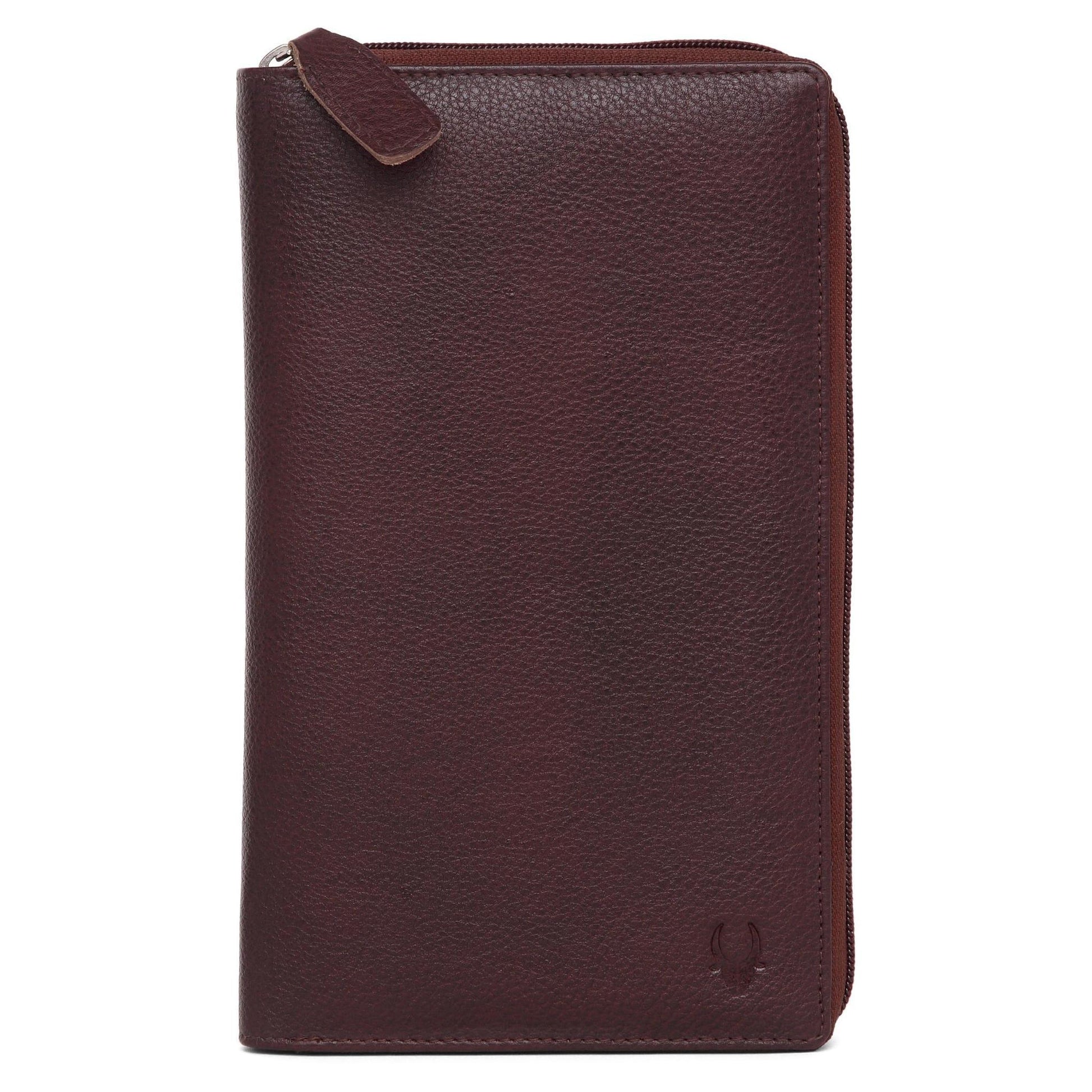 ETHAN RFID Protected Maroon Leather Passport Holder for Men & Women - WILDHORN