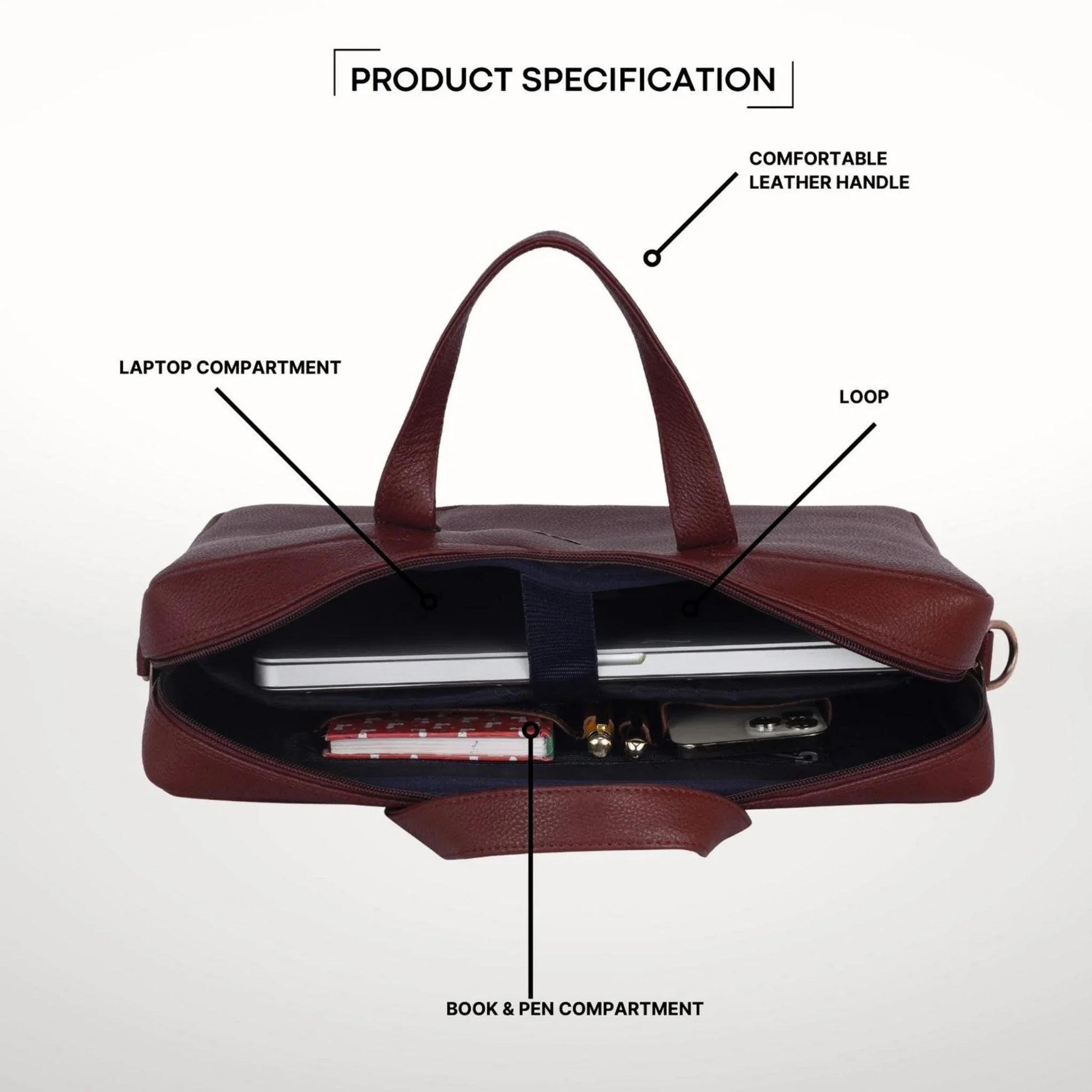 EVANDER Leather Laptop Messenger Bag for Men - WILDHORN