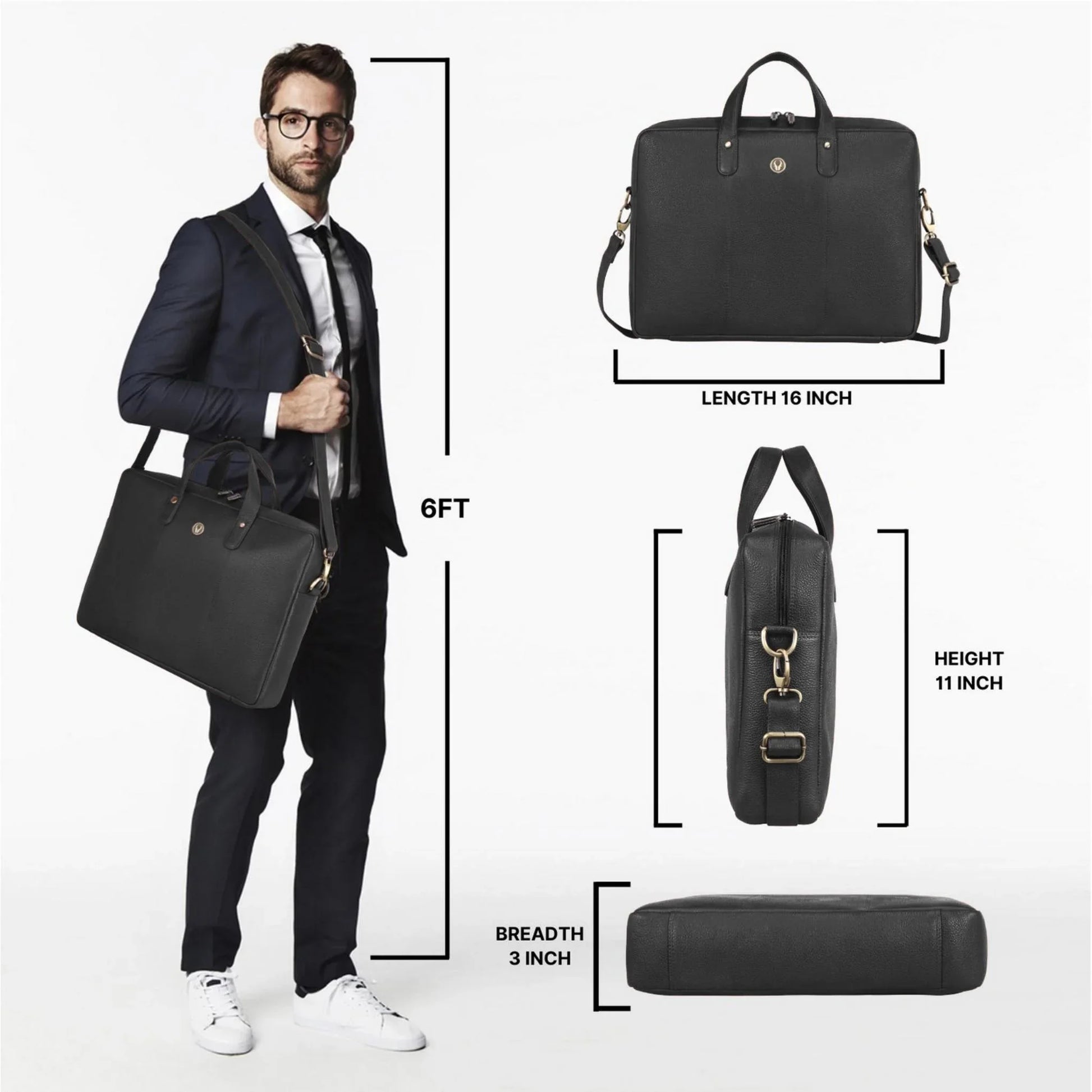 EVANDER Leather Laptop Messenger Bag for Men - WILDHORN