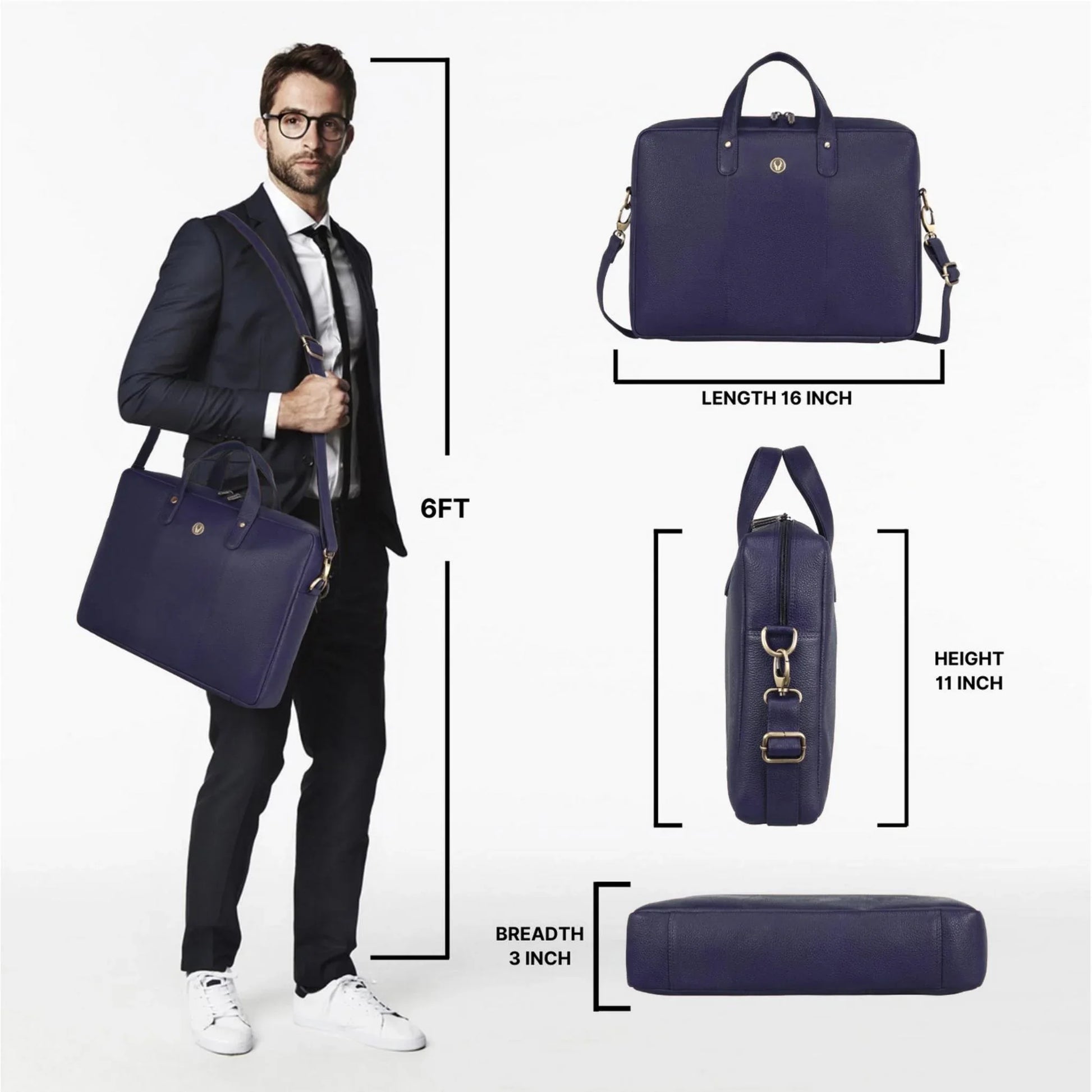EVANDER Leather Laptop Messenger Bag for Men - WILDHORN