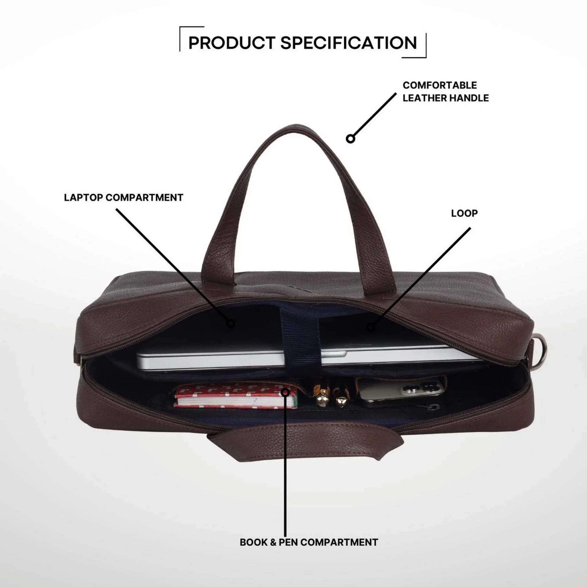 EVANDER Leather Laptop Messenger Bag for Men - WILDHORN