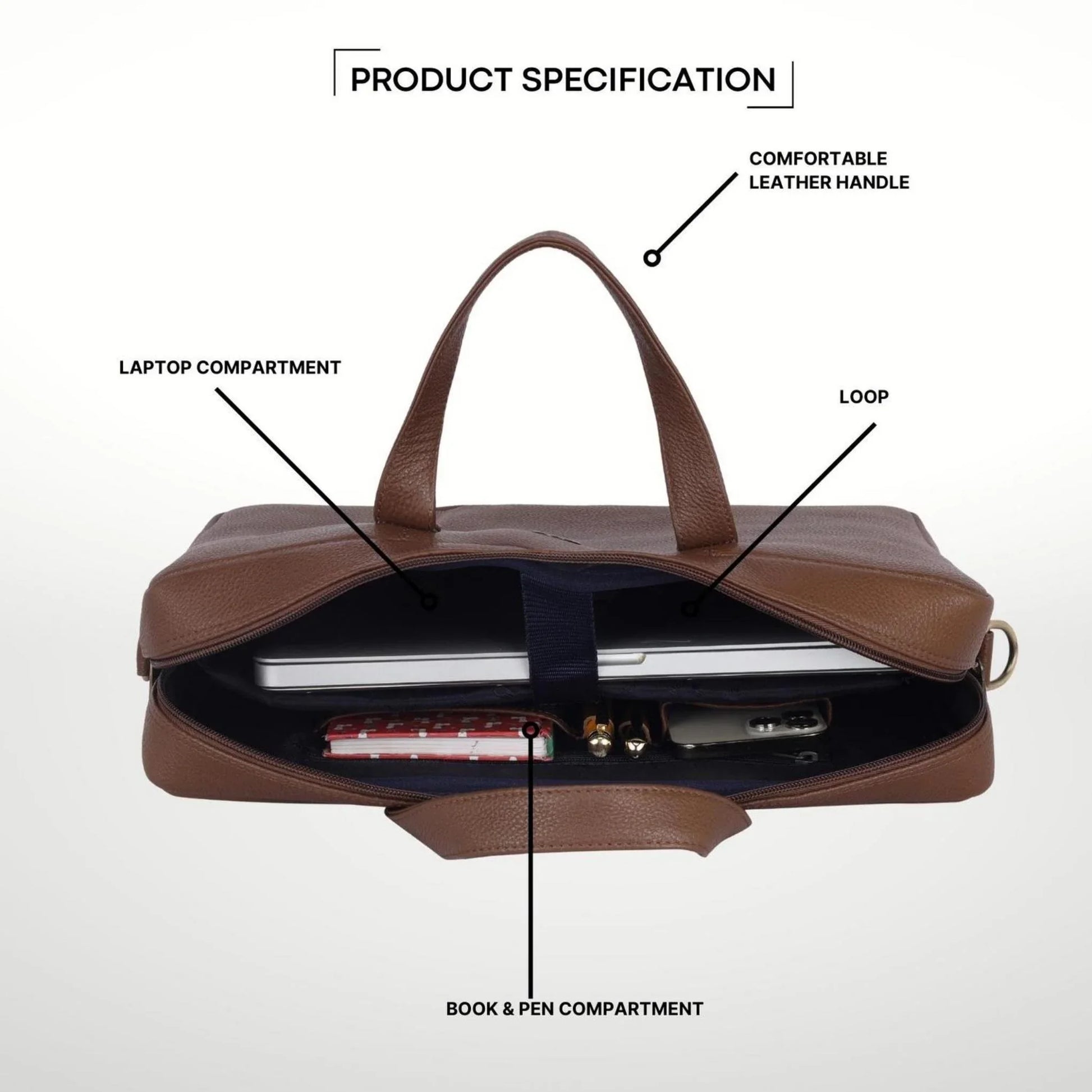 EVANDER Leather Laptop Messenger Bag for Men - WILDHORN