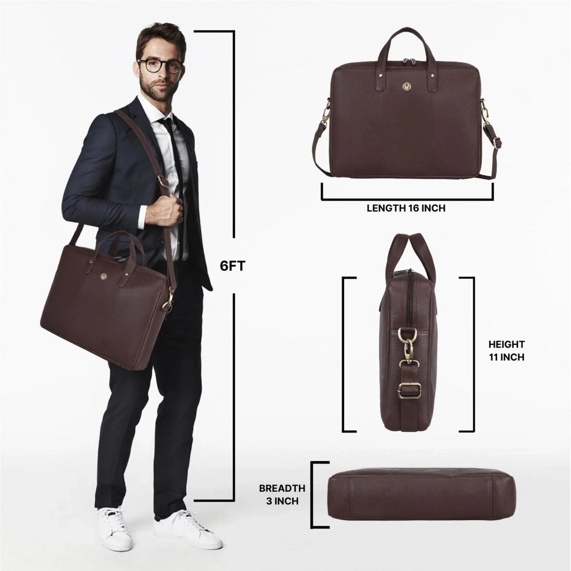 EVANDER Leather Laptop Messenger Bag for Men - WILDHORN