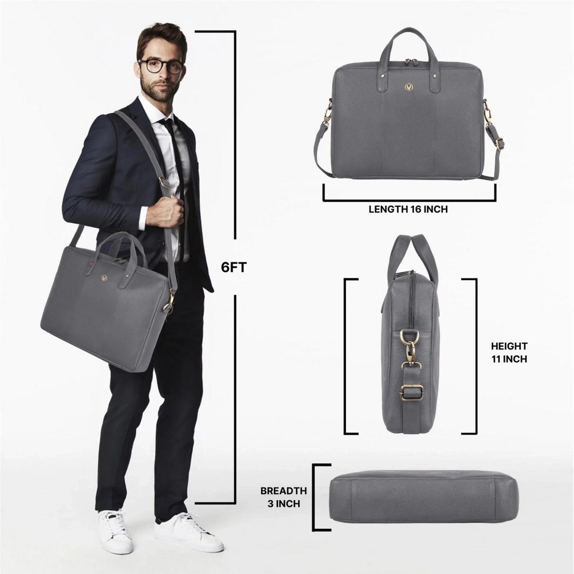 EVANDER Leather Laptop Messenger Bag for Men - WILDHORN
