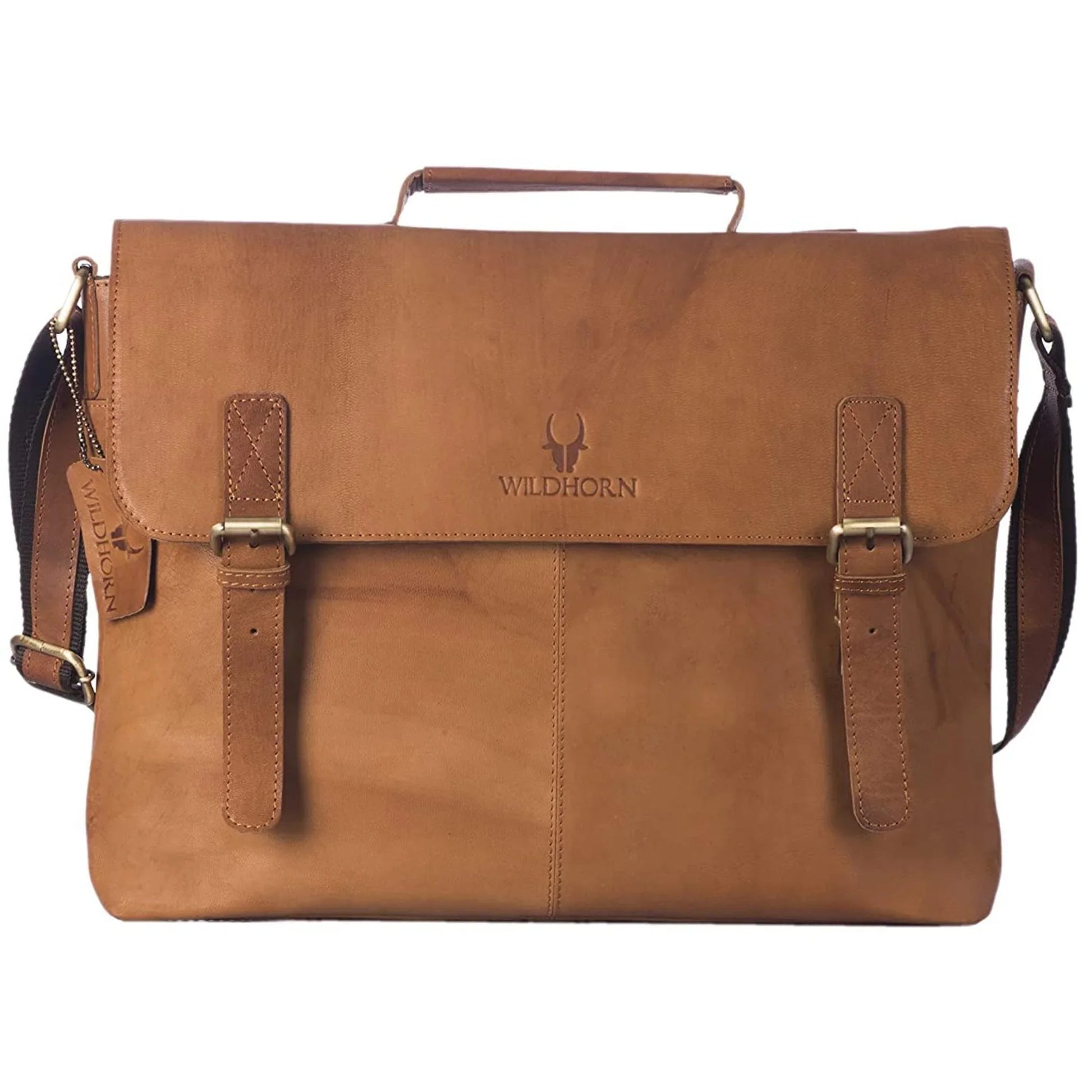 FAIRBANKS Leather Laptop Messenger Bag for Men - WILDHORN
