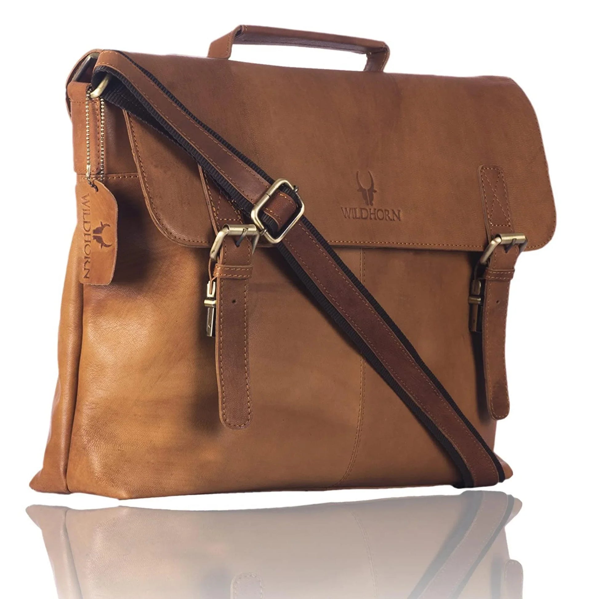 FAIRBANKS Leather Laptop Messenger Bag for Men - WILDHORN