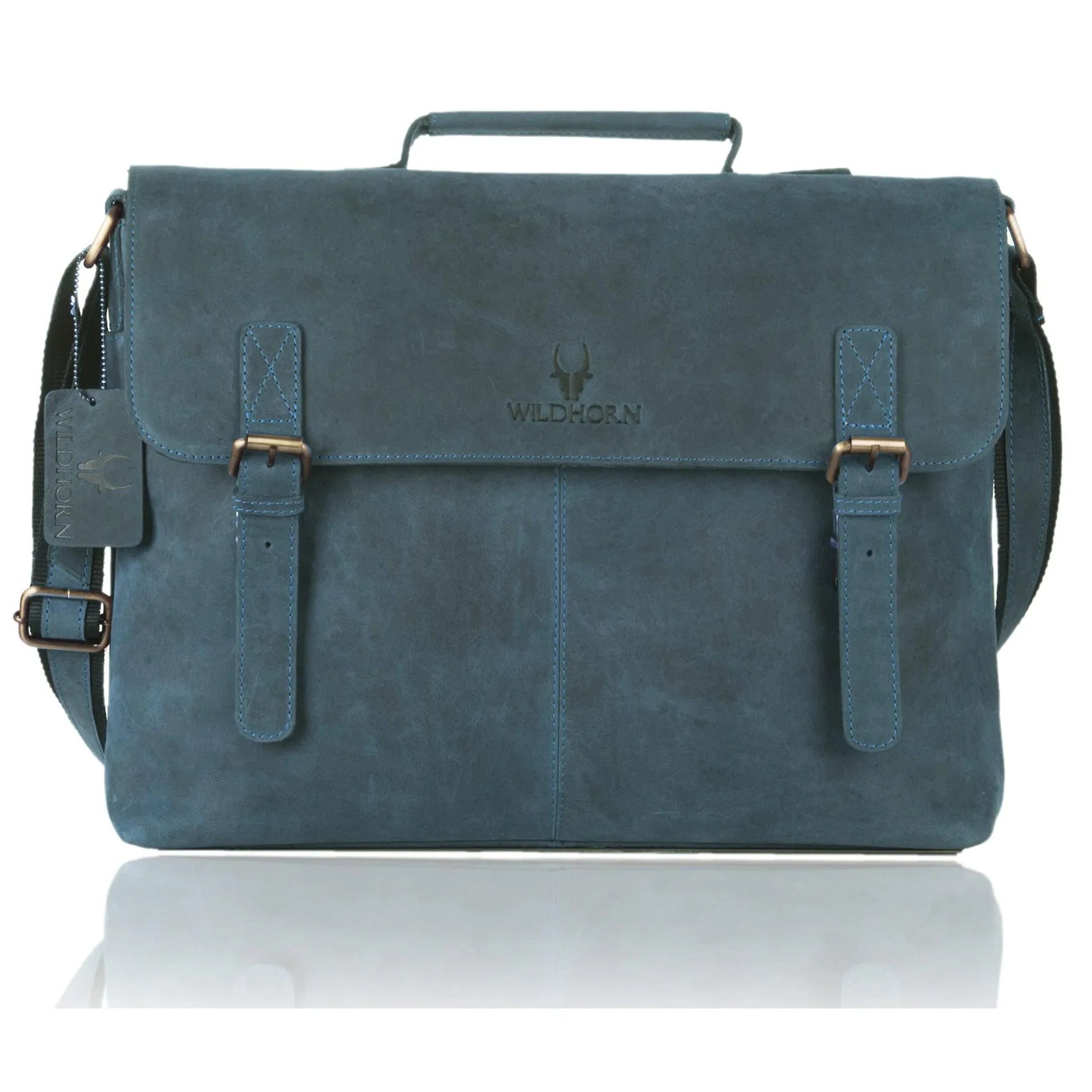 FAIRBANKS Leather Laptop Messenger Bag for Men - WILDHORN