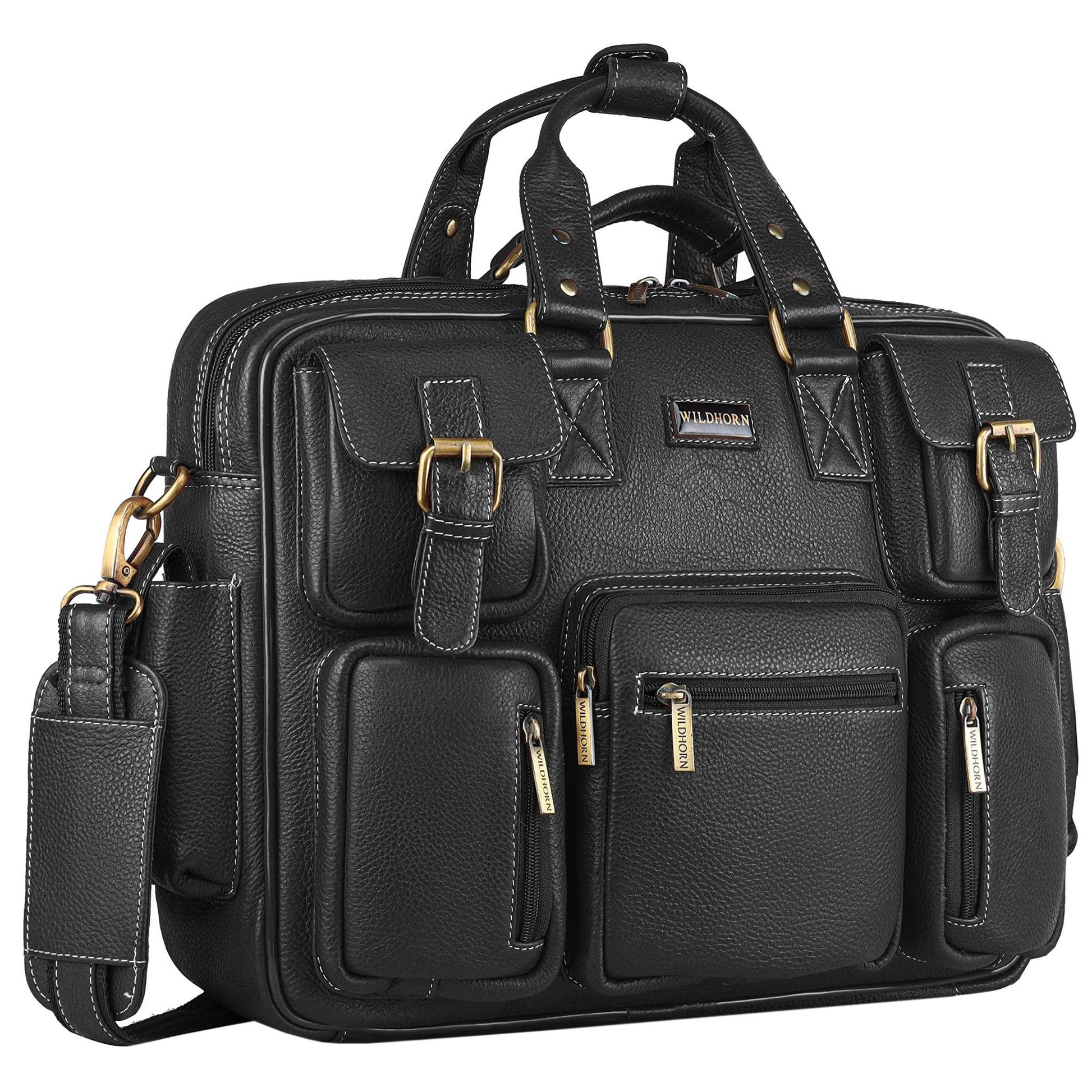 HAMPTON Leather Laptop Messenger Bag for Men - WILDHORN