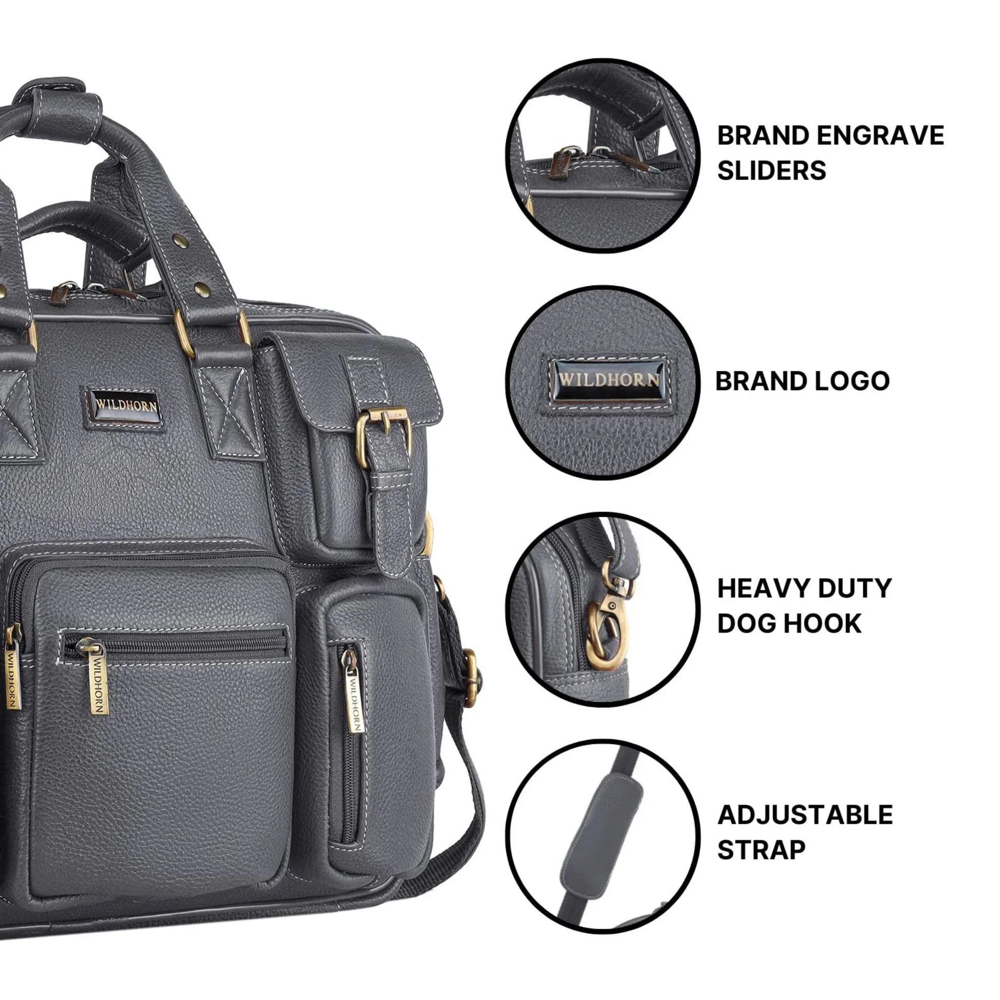 HAMPTON Leather Laptop Messenger Bag for Men - WILDHORN