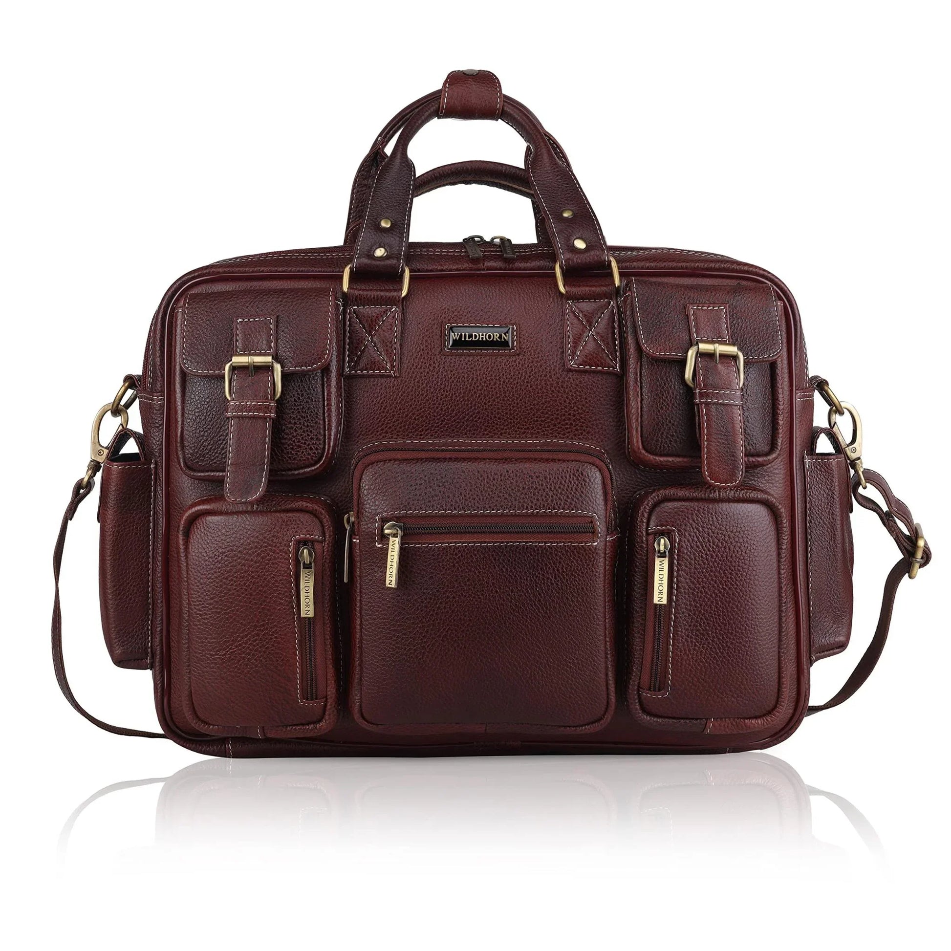 HAMPTON Leather Laptop Messenger Bag for Men - WILDHORN