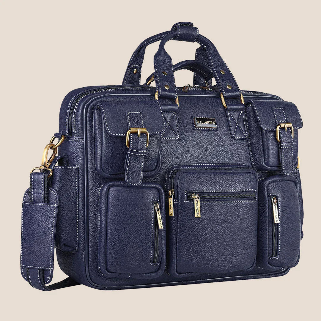 HAMPTON Leather Laptop Messenger Bag for Men - WILDHORN