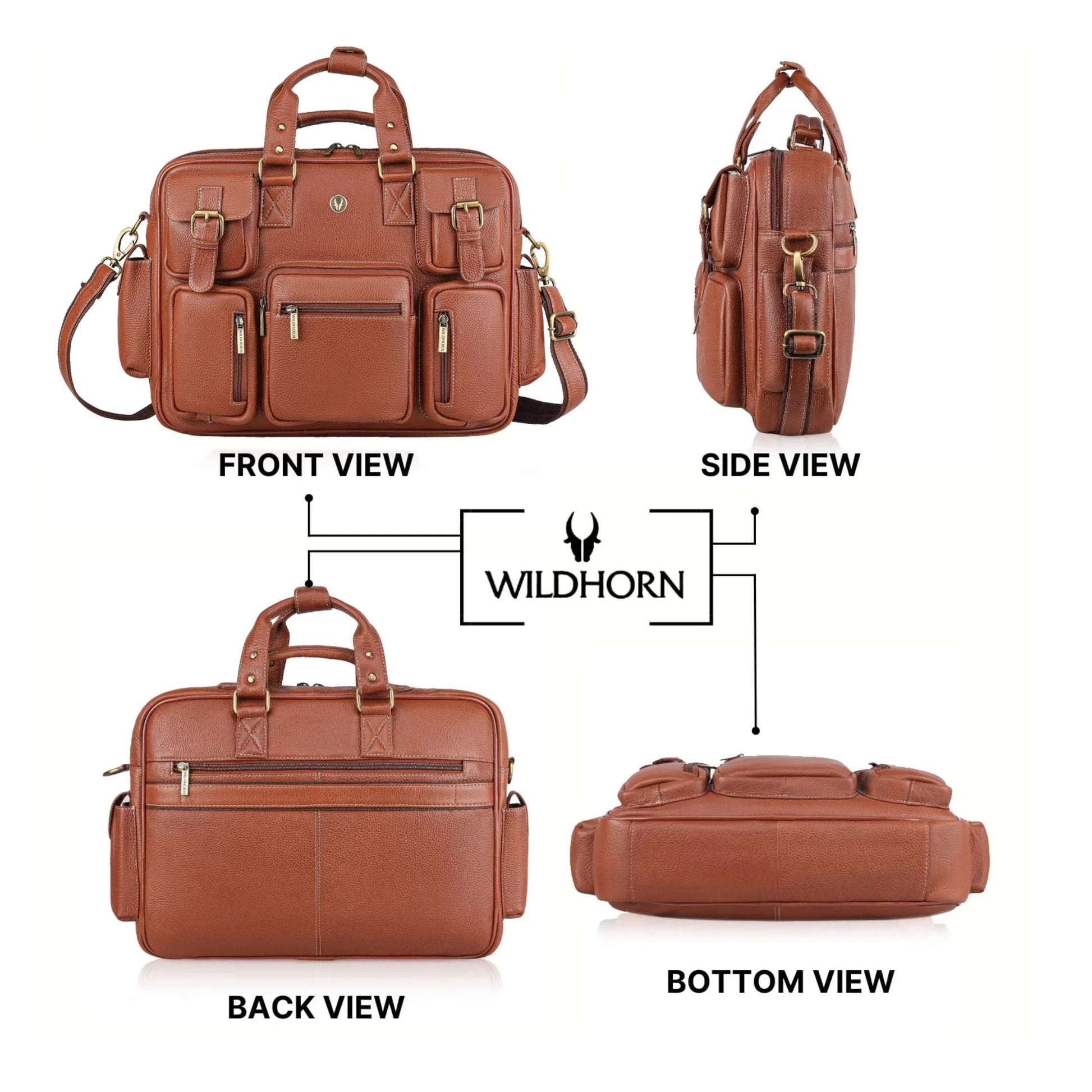 HAMPTON Leather Laptop Messenger Bag for Men - WILDHORN