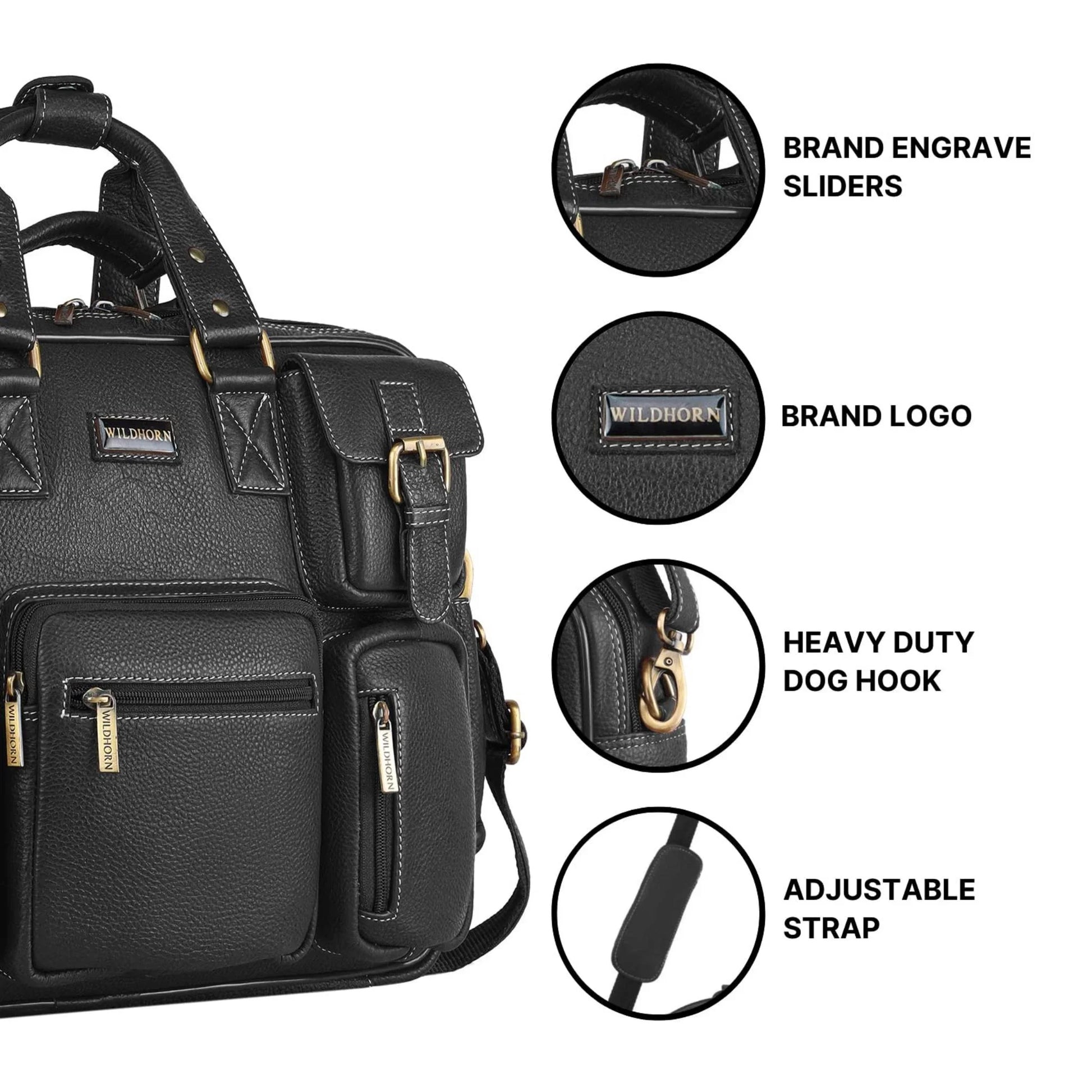 HAMPTON Leather Laptop Messenger Bag for Men - WILDHORN