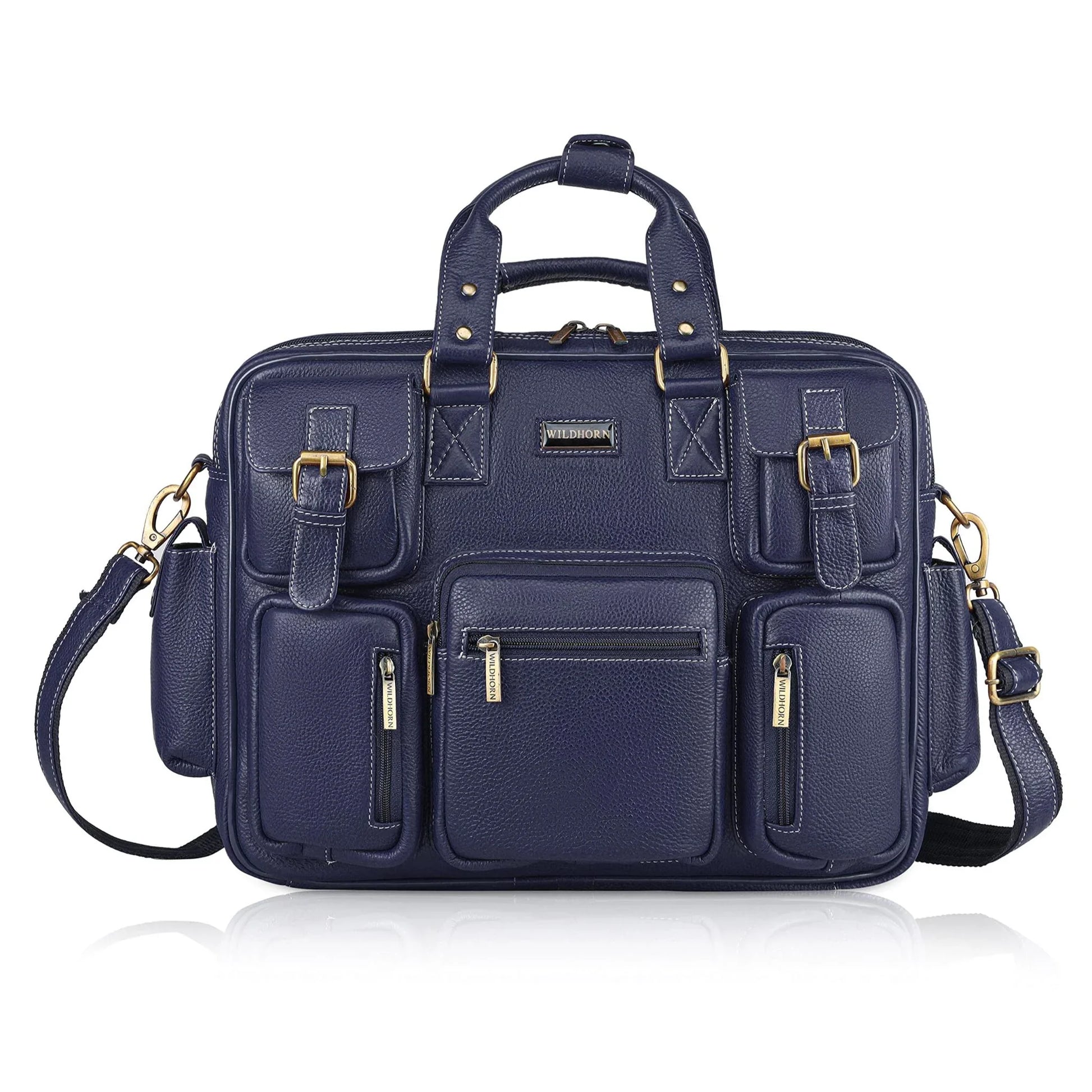 HAMPTON Leather Laptop Messenger Bag for Men - WILDHORN