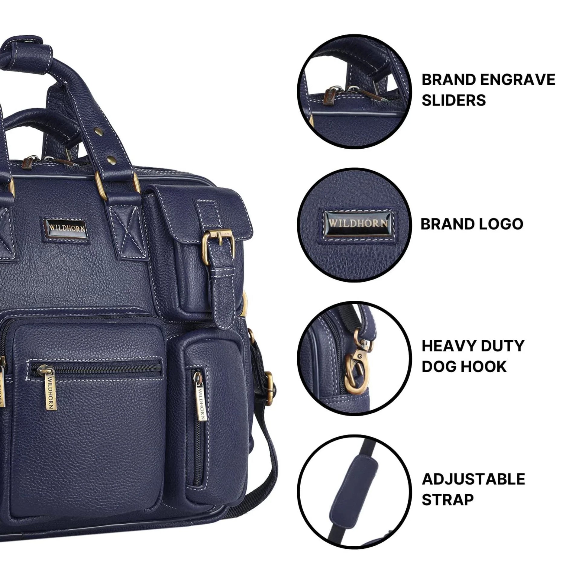 HAMPTON Leather Laptop Messenger Bag for Men - WILDHORN