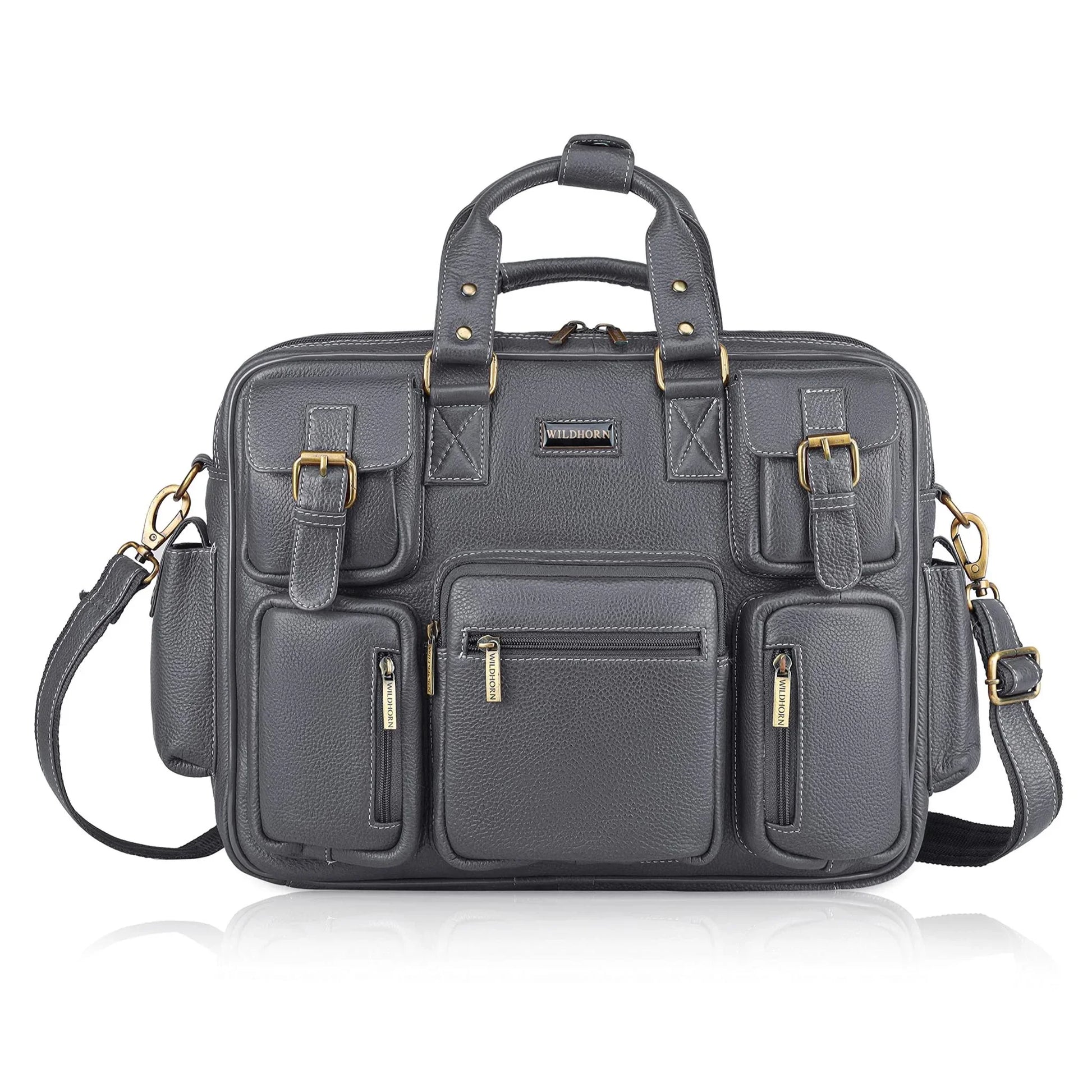 HAMPTON Leather Laptop Messenger Bag for Men - WILDHORN